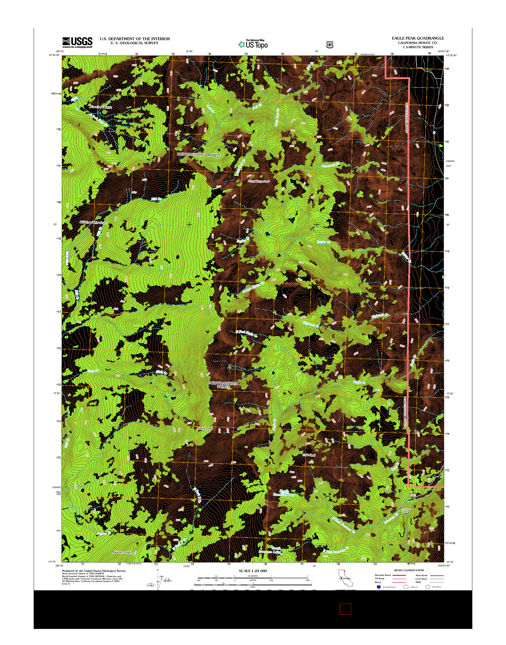 USGS US TOPO 7.5-MINUTE MAP FOR EAGLE PEAK, CA 2012