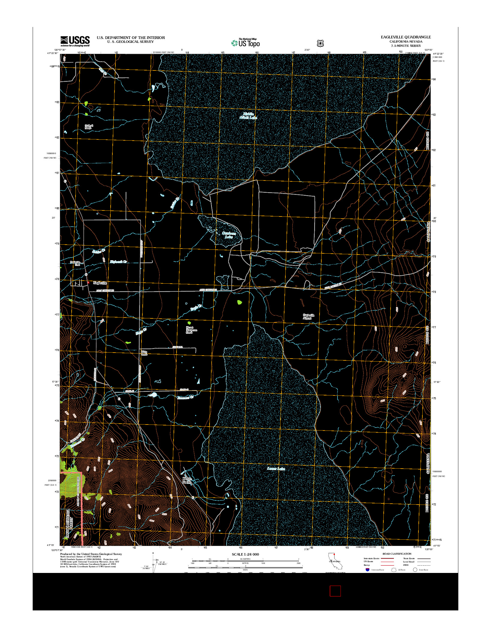 USGS US TOPO 7.5-MINUTE MAP FOR EAGLEVILLE, CA-NV 2012