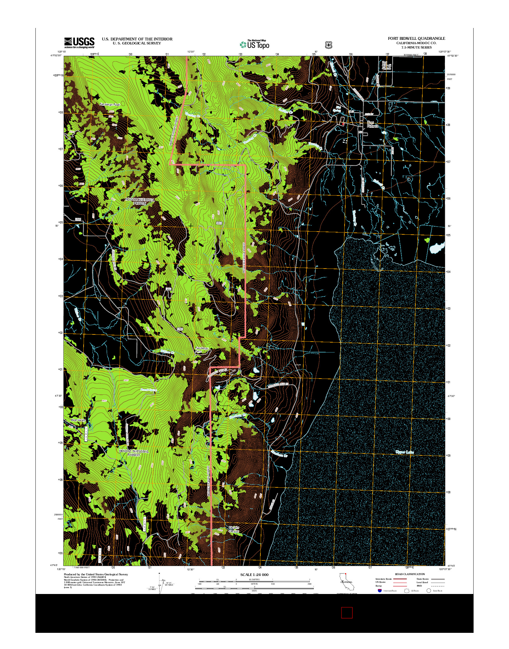 USGS US TOPO 7.5-MINUTE MAP FOR FORT BIDWELL, CA 2012