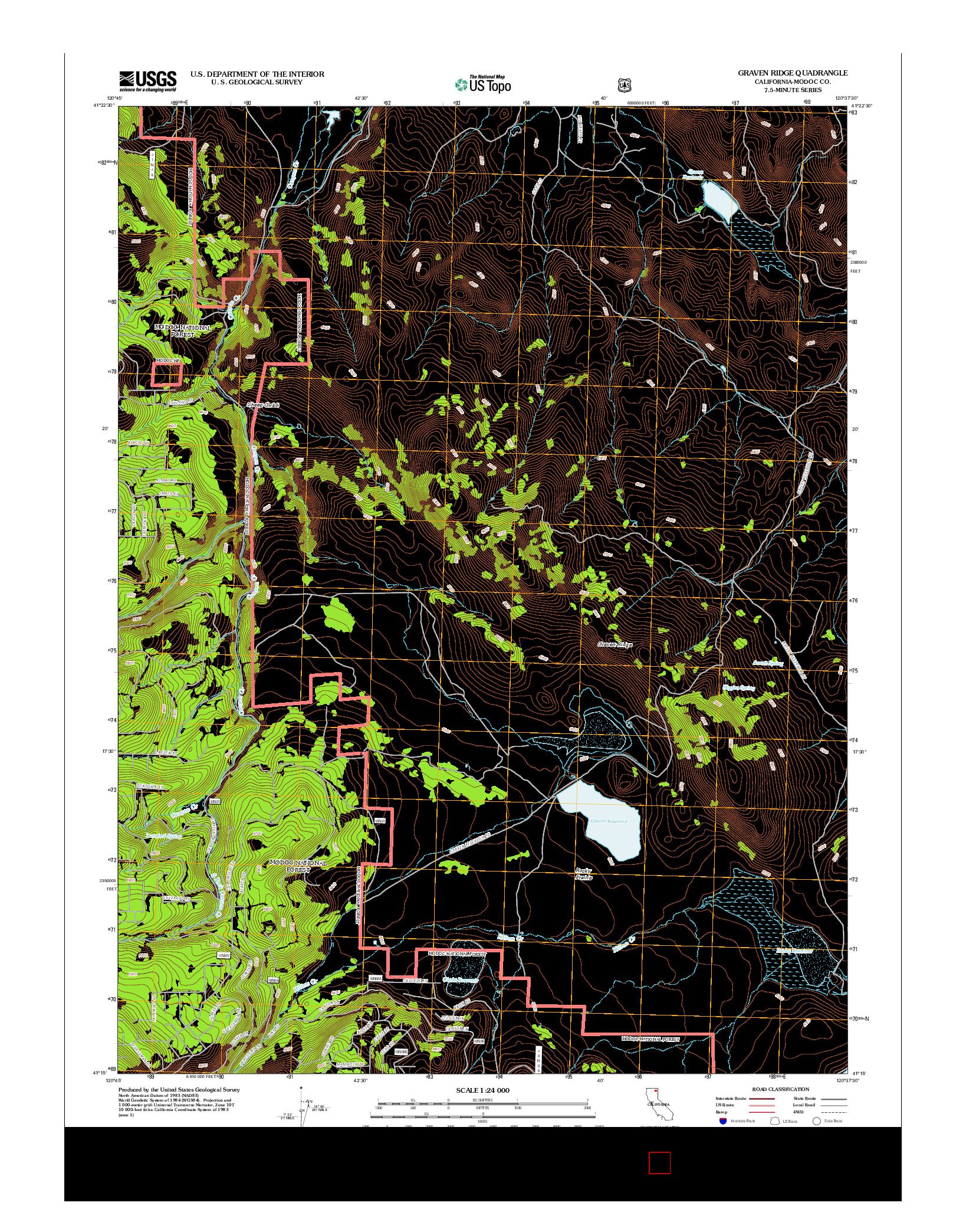 USGS US TOPO 7.5-MINUTE MAP FOR GRAVEN RIDGE, CA 2012