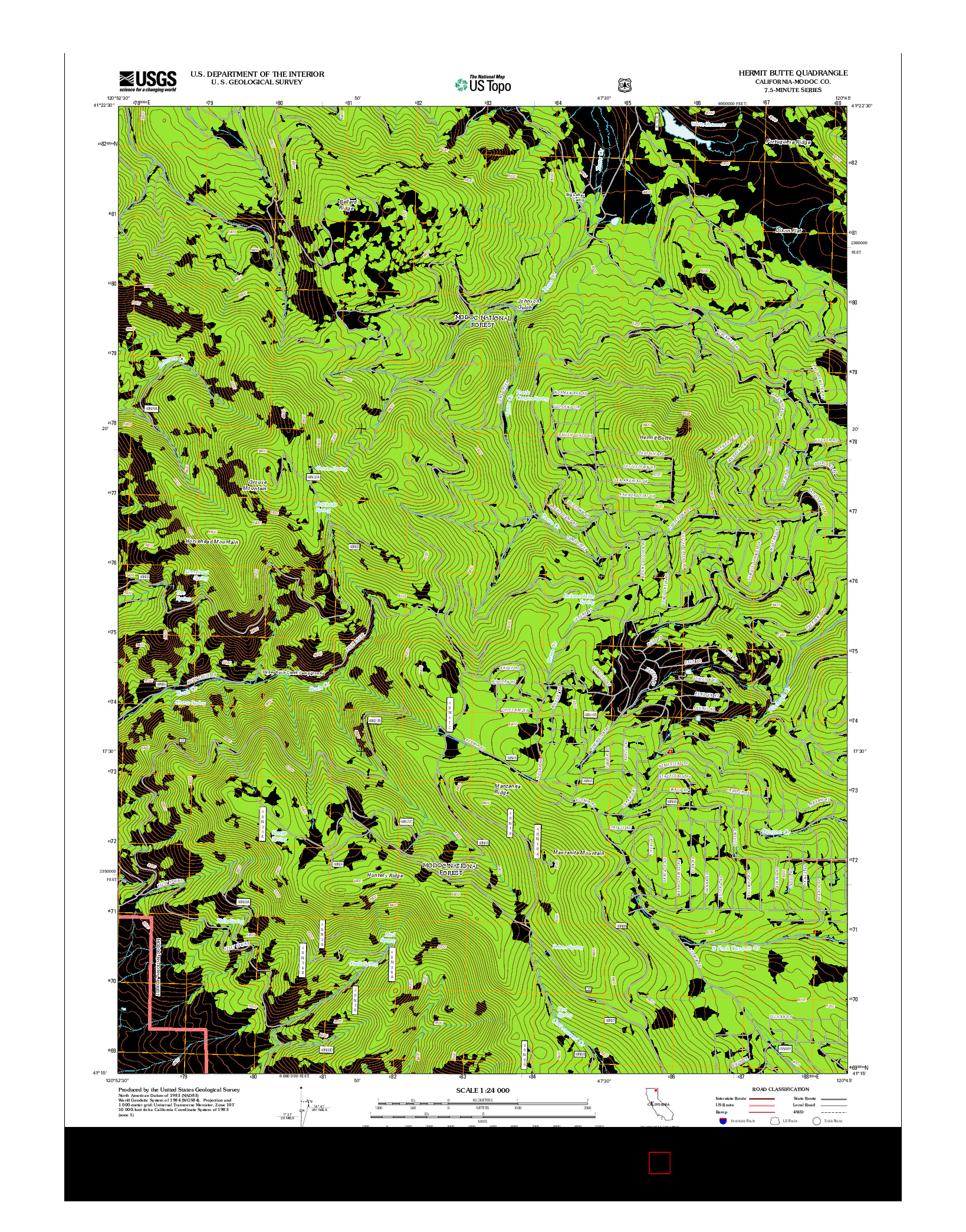 USGS US TOPO 7.5-MINUTE MAP FOR HERMIT BUTTE, CA 2012