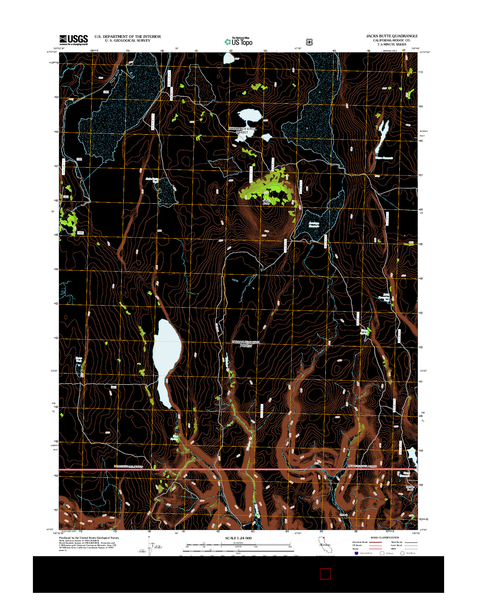 USGS US TOPO 7.5-MINUTE MAP FOR JACKS BUTTE, CA 2012