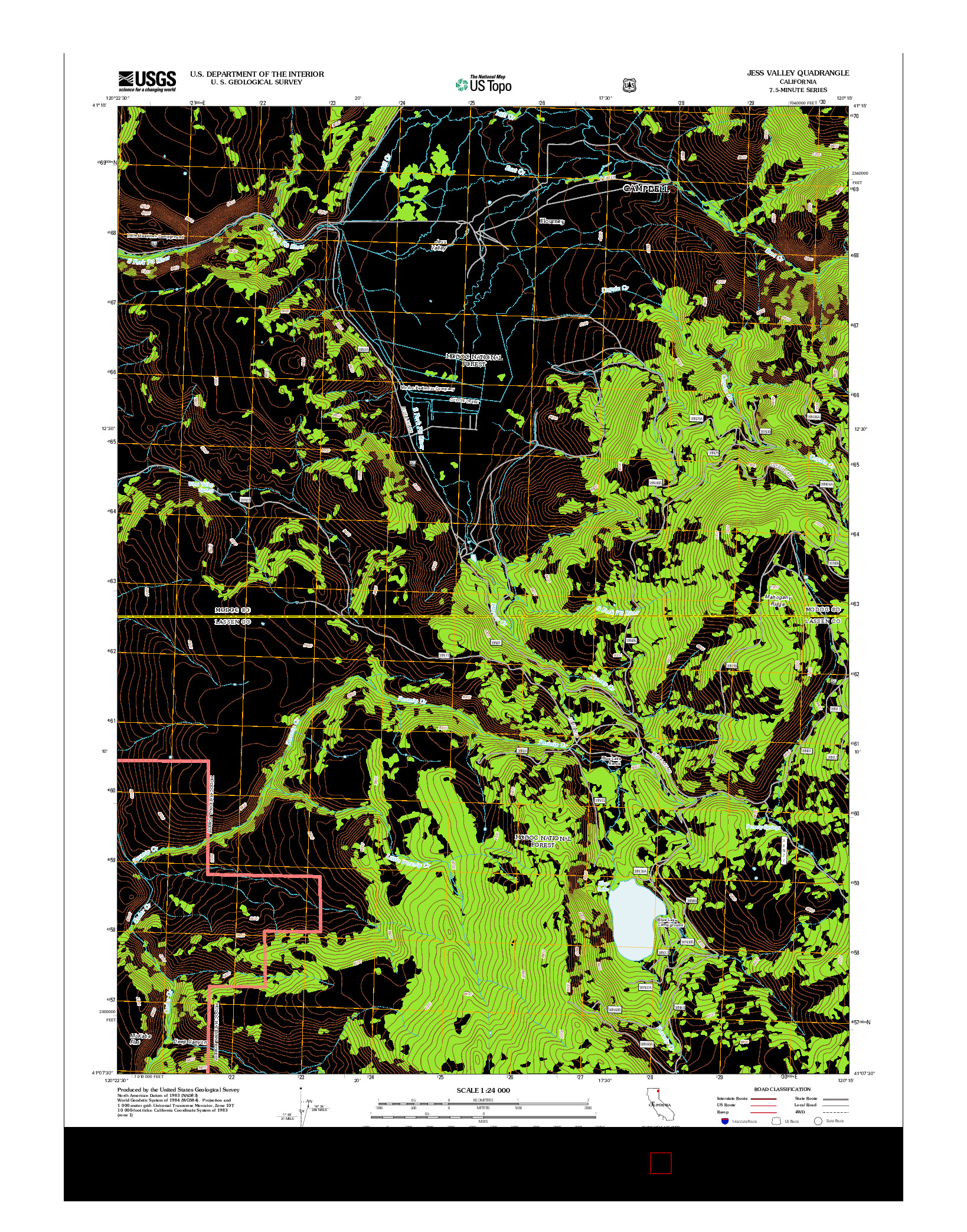 USGS US TOPO 7.5-MINUTE MAP FOR JESS VALLEY, CA 2012