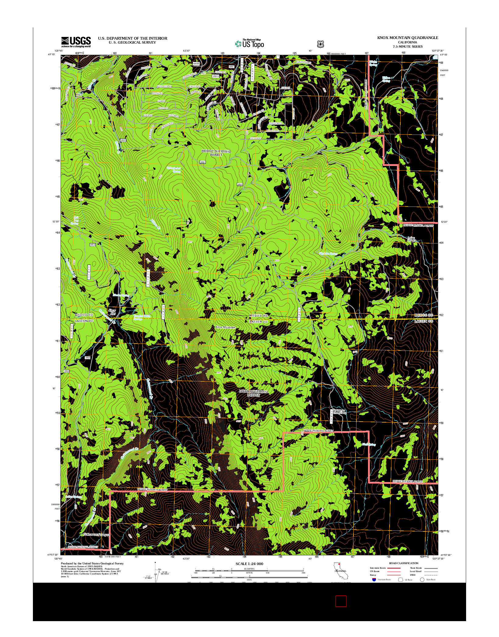 USGS US TOPO 7.5-MINUTE MAP FOR KNOX MOUNTAIN, CA 2012