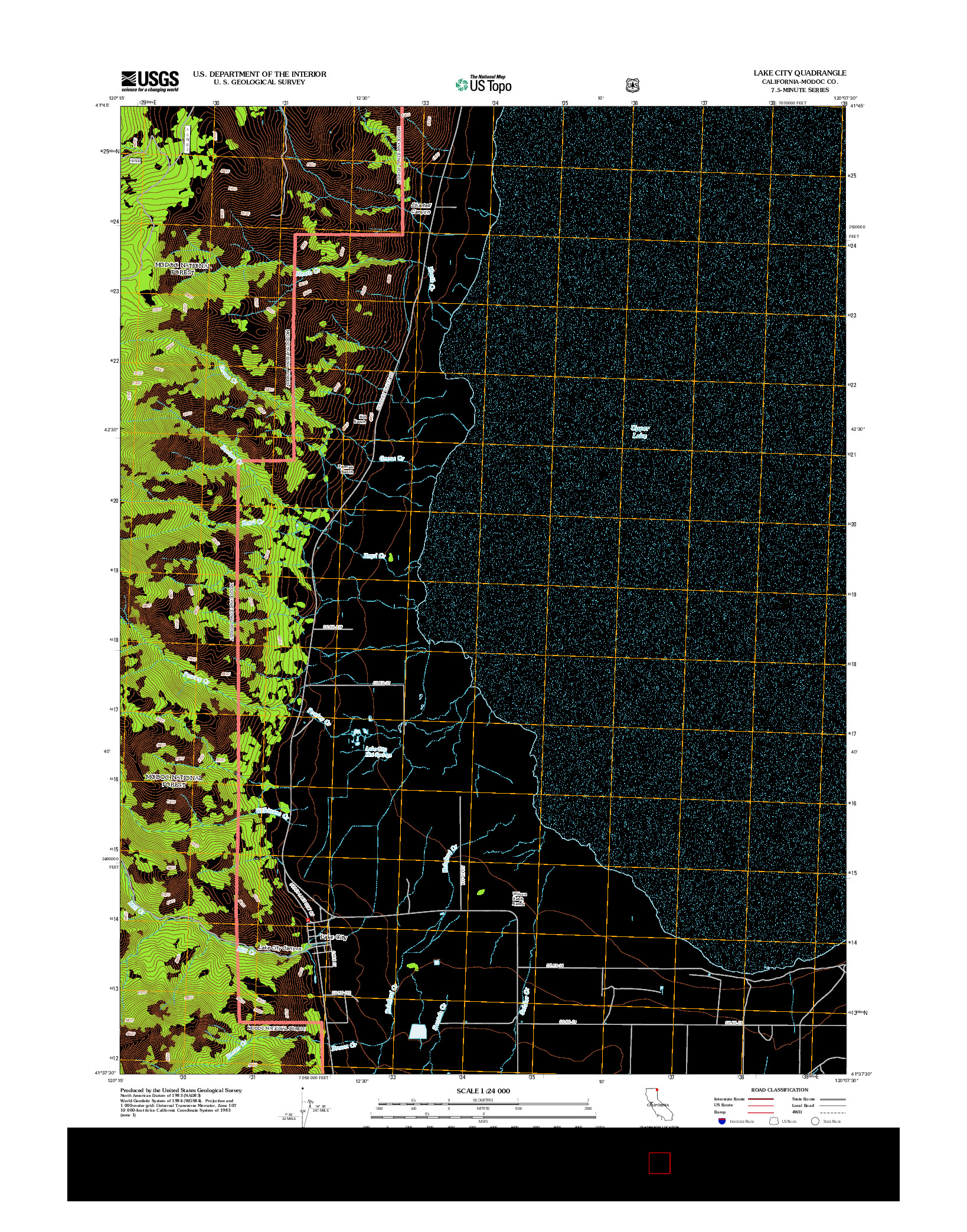 USGS US TOPO 7.5-MINUTE MAP FOR LAKE CITY, CA 2012