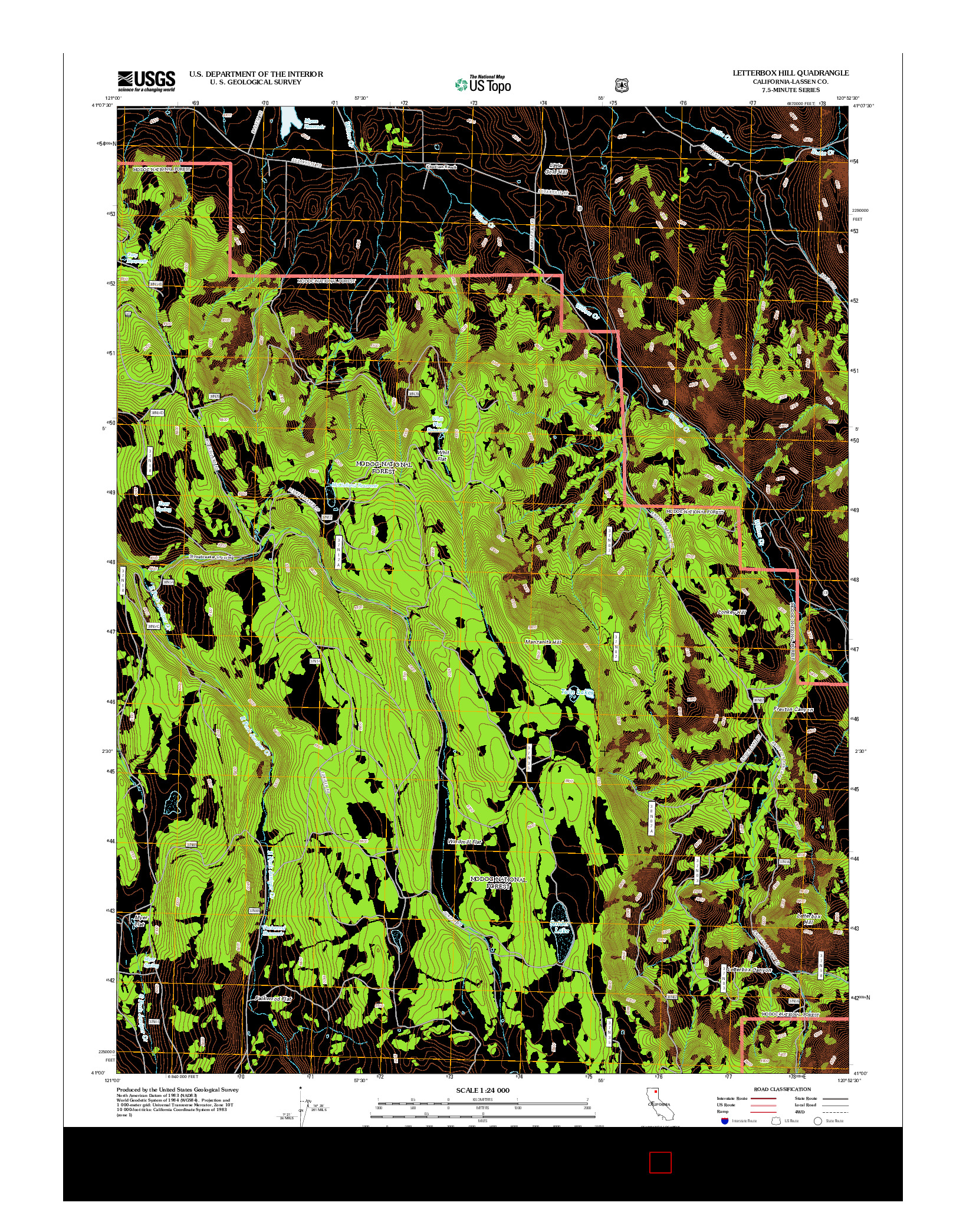 USGS US TOPO 7.5-MINUTE MAP FOR LETTERBOX HILL, CA 2012