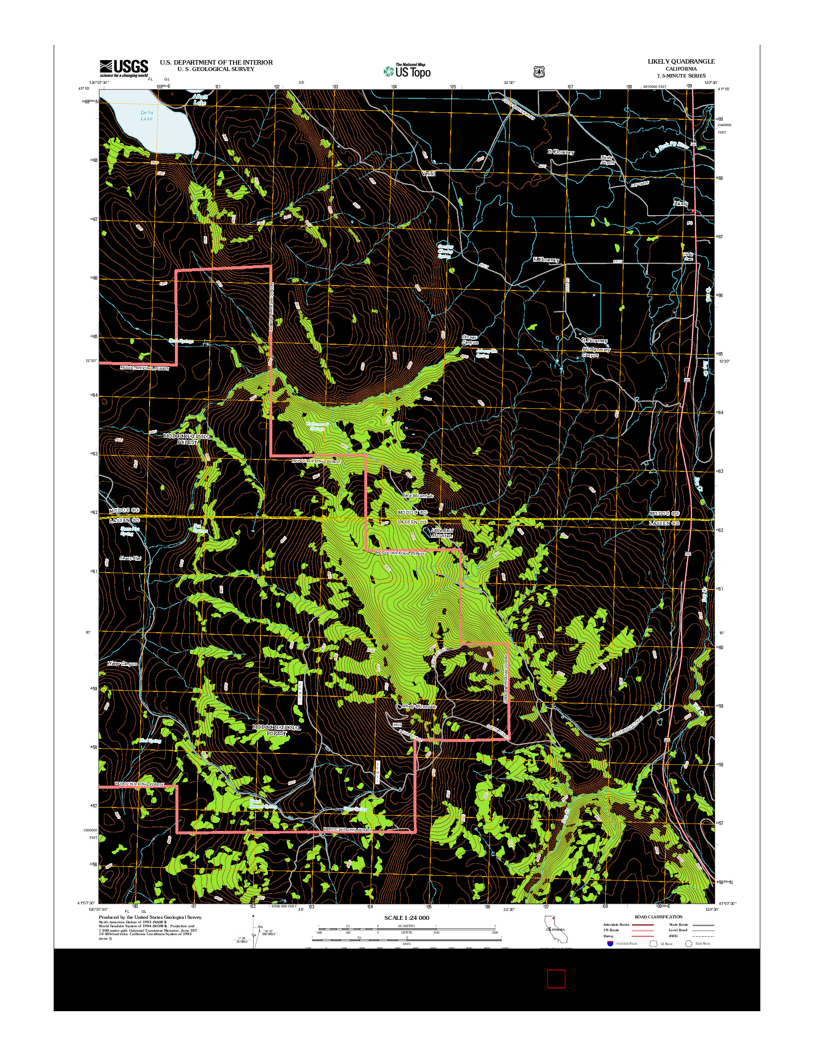 USGS US TOPO 7.5-MINUTE MAP FOR LIKELY, CA 2012