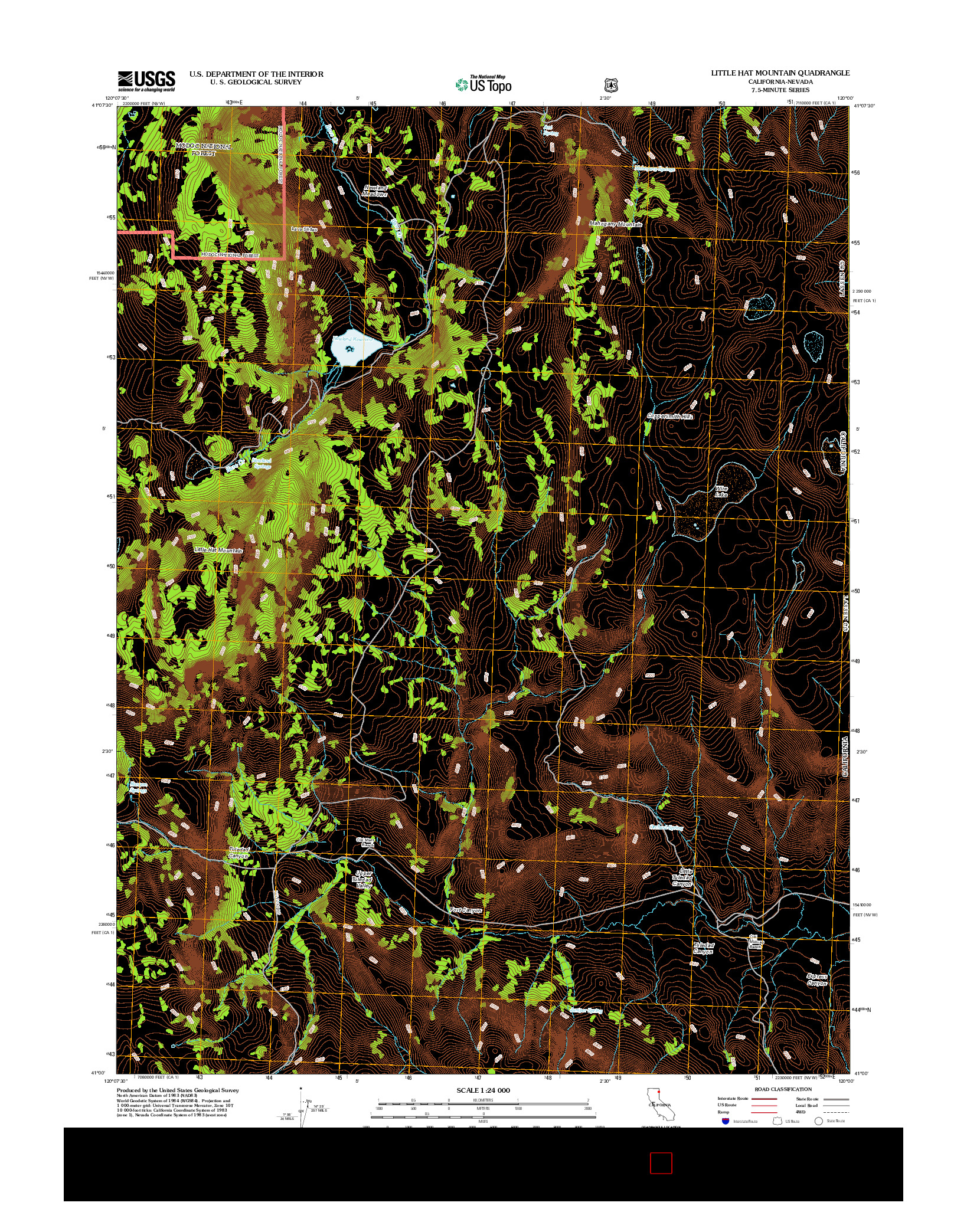 USGS US TOPO 7.5-MINUTE MAP FOR LITTLE HAT MOUNTAIN, CA-NV 2012