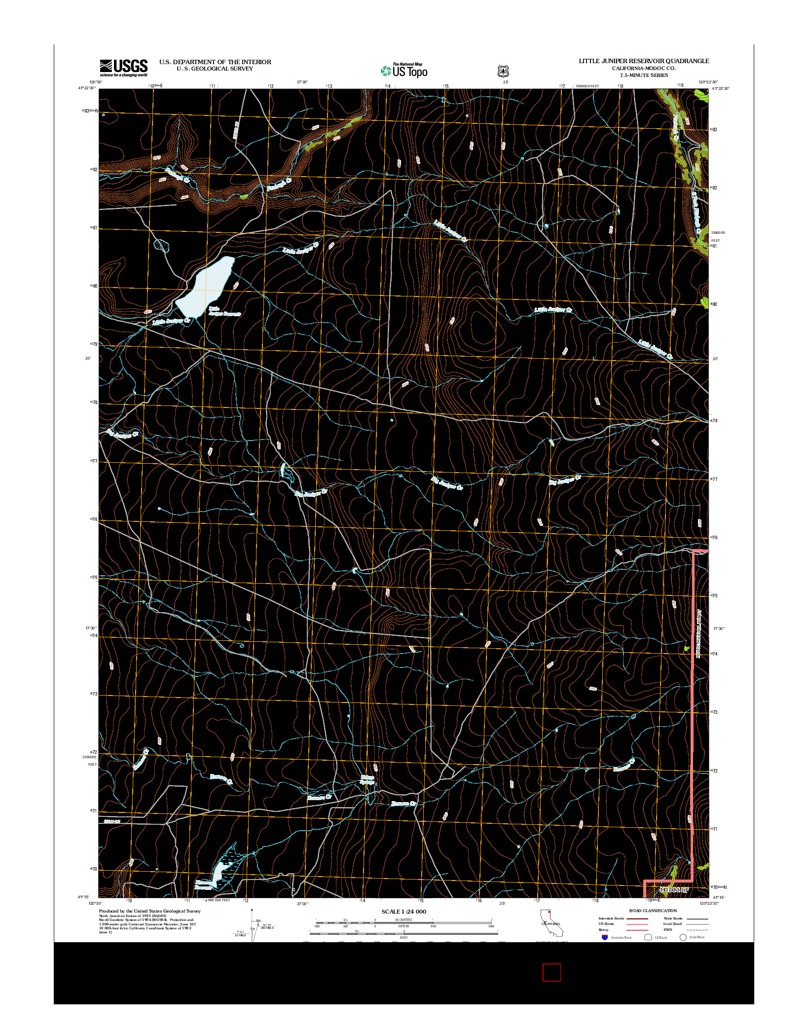 USGS US TOPO 7.5-MINUTE MAP FOR LITTLE JUNIPER RESERVOIR, CA 2012
