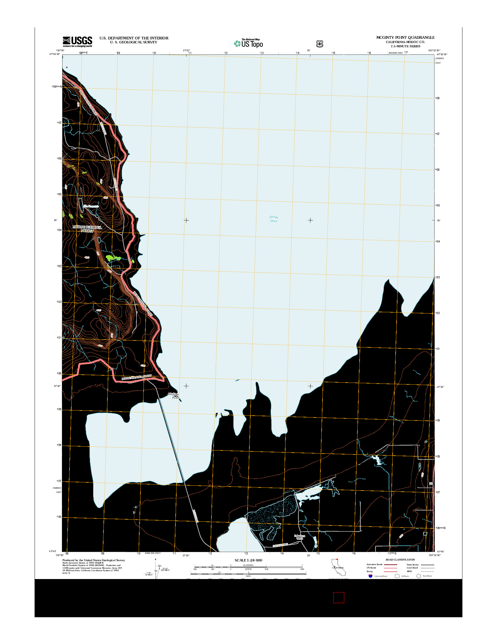 USGS US TOPO 7.5-MINUTE MAP FOR MCGINTY POINT, CA 2012