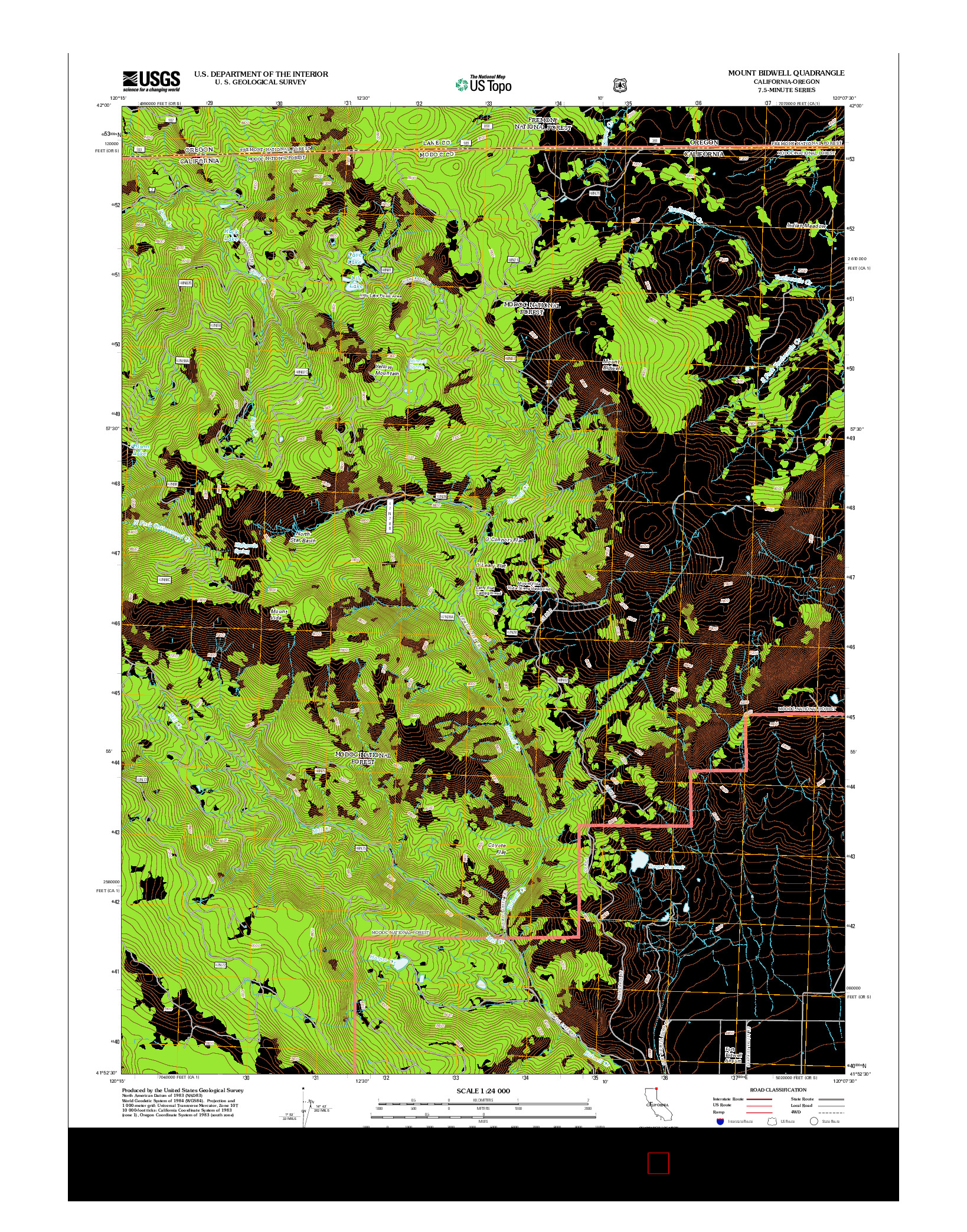 USGS US TOPO 7.5-MINUTE MAP FOR MOUNT BIDWELL, CA-OR 2012