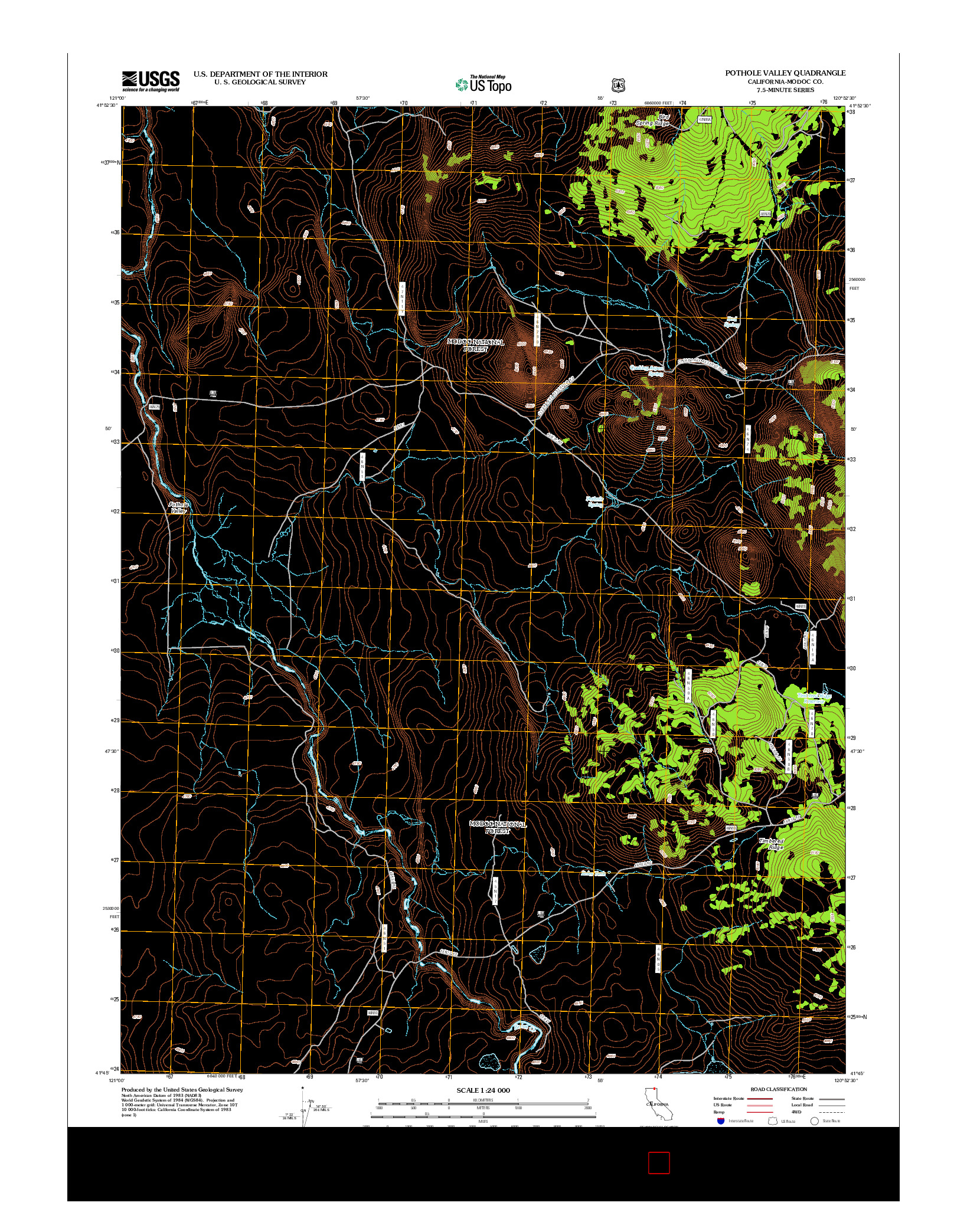 USGS US TOPO 7.5-MINUTE MAP FOR POTHOLE VALLEY, CA 2012