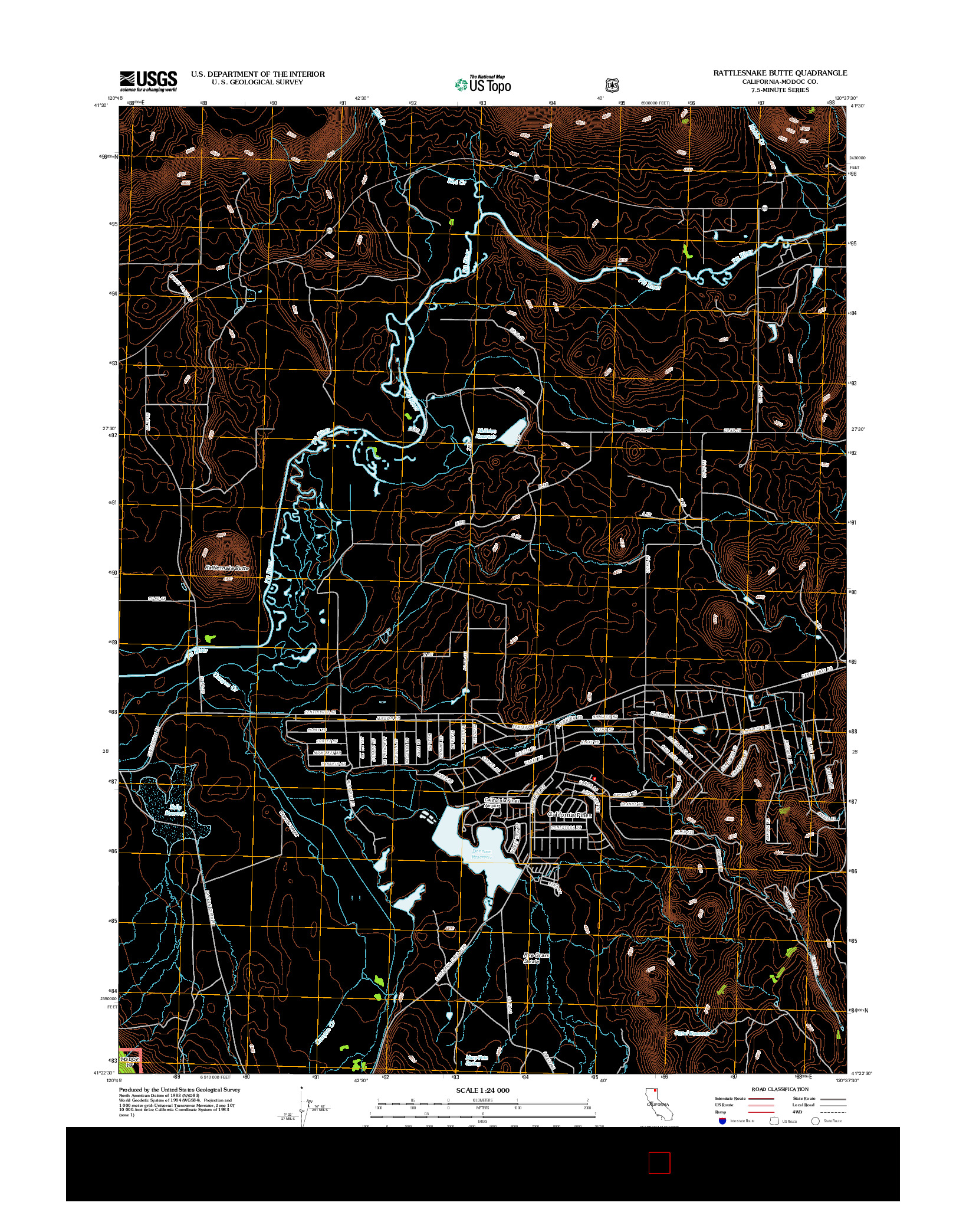USGS US TOPO 7.5-MINUTE MAP FOR RATTLESNAKE BUTTE, CA 2012
