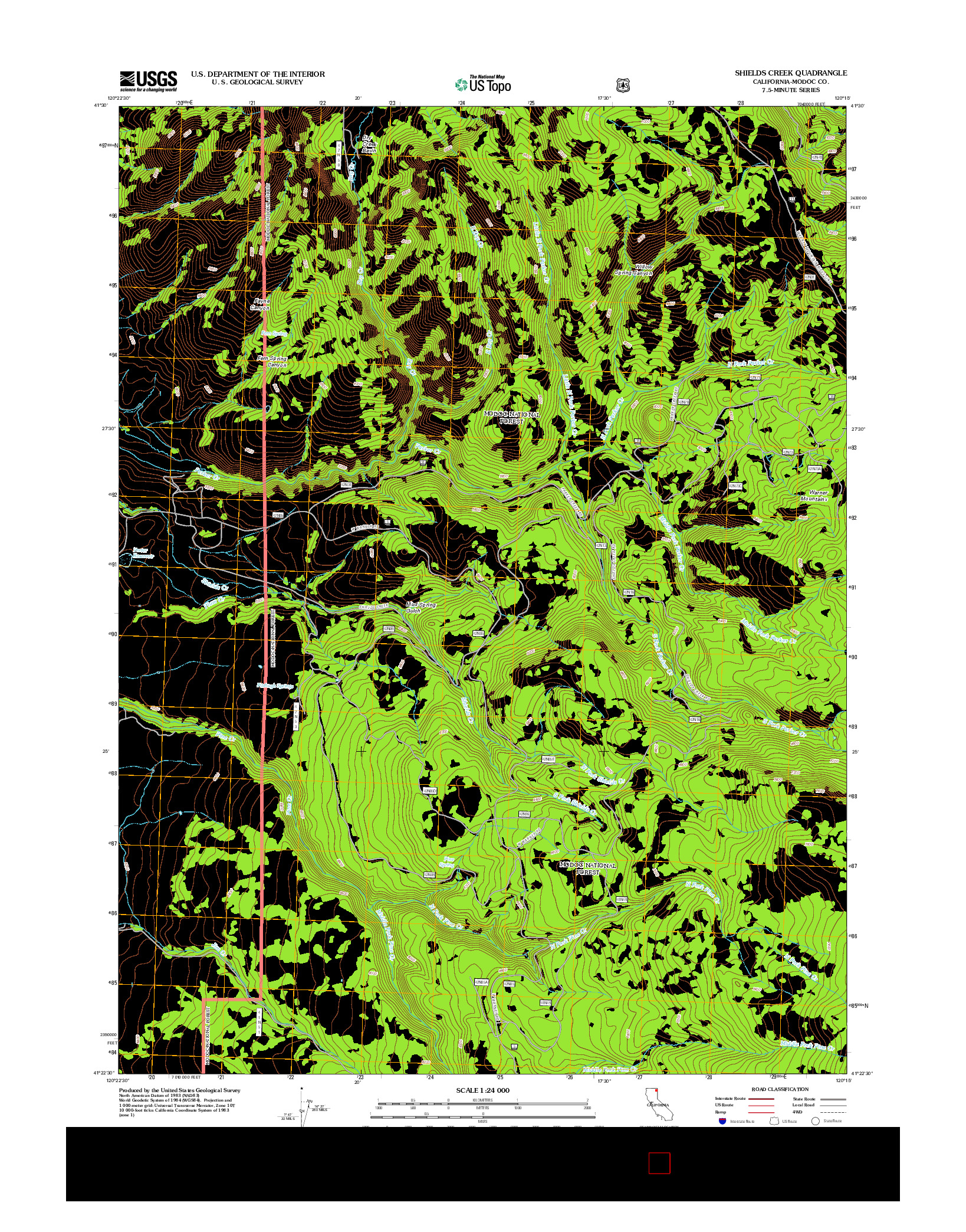 USGS US TOPO 7.5-MINUTE MAP FOR SHIELDS CREEK, CA 2012