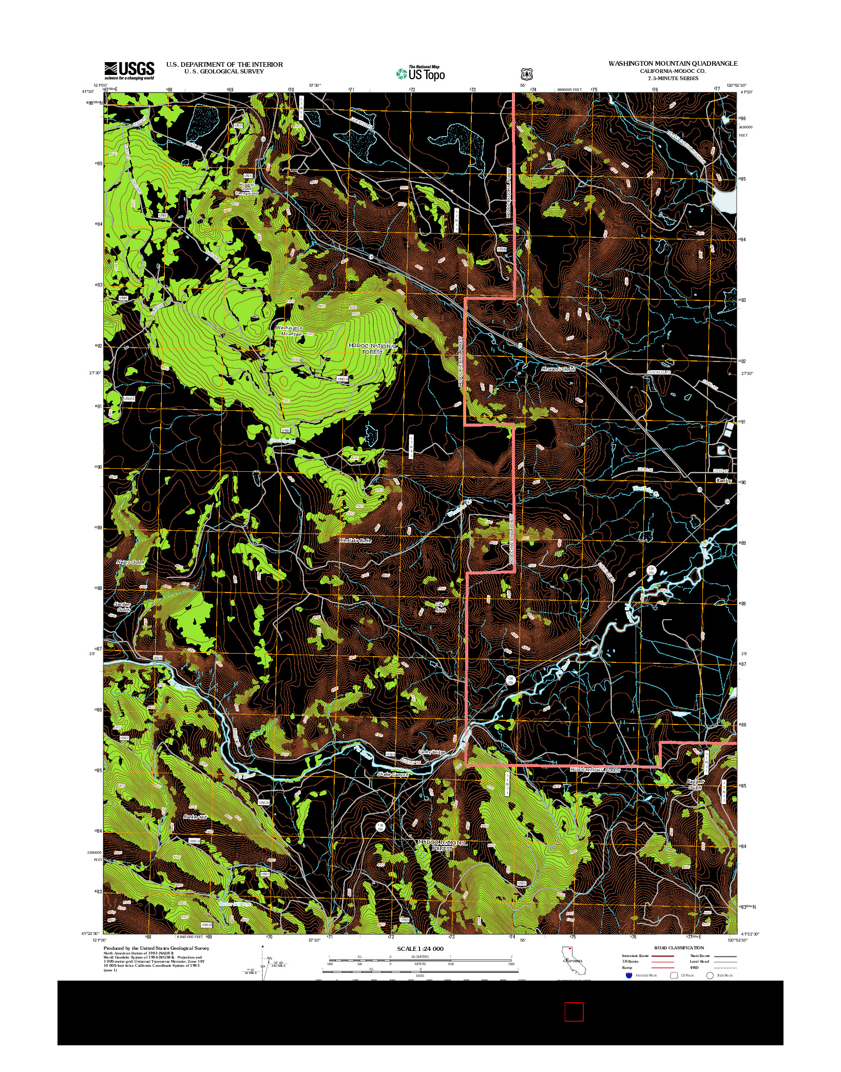 USGS US TOPO 7.5-MINUTE MAP FOR WASHINGTON MOUNTAIN, CA 2012