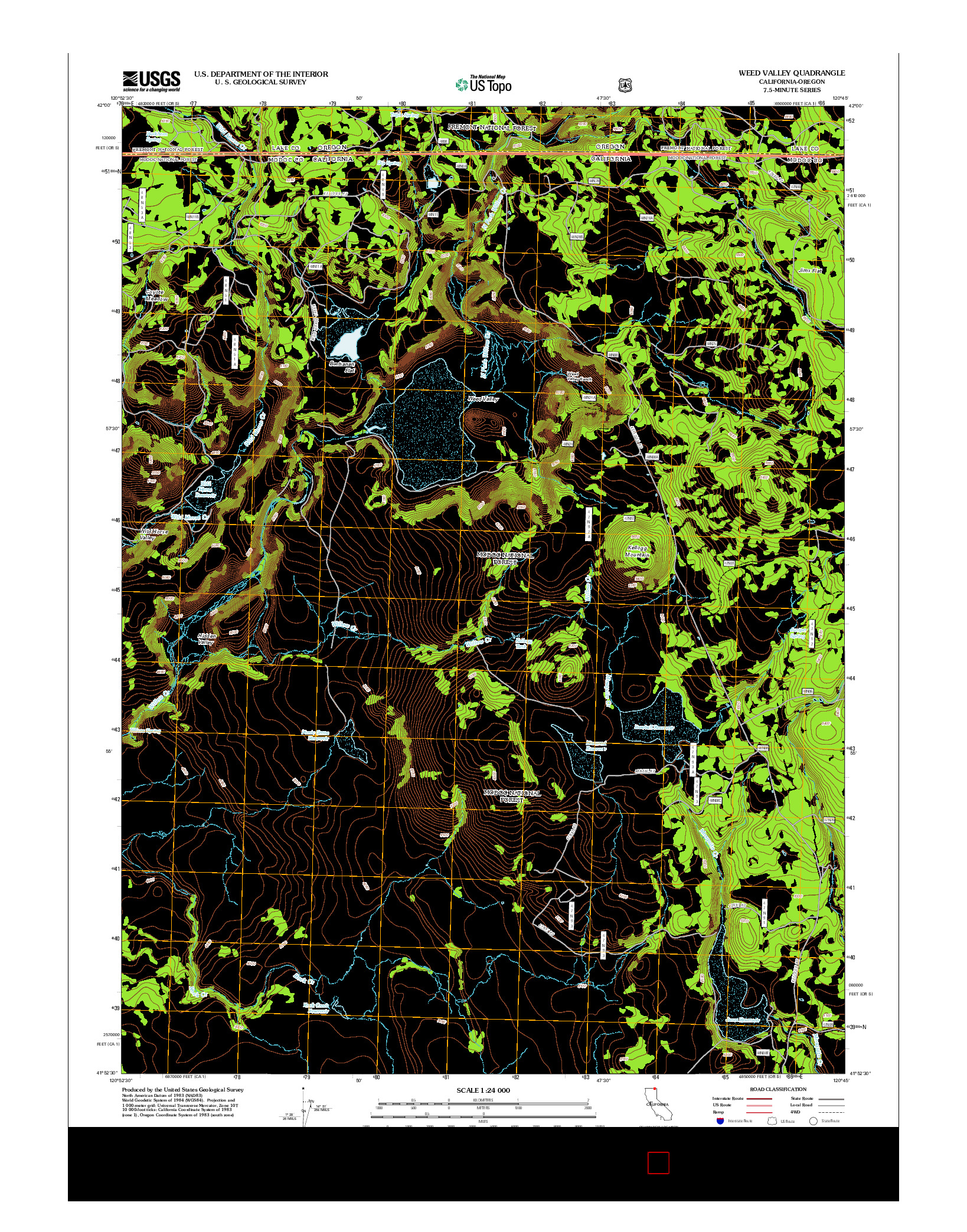 USGS US TOPO 7.5-MINUTE MAP FOR WEED VALLEY, CA-OR 2012