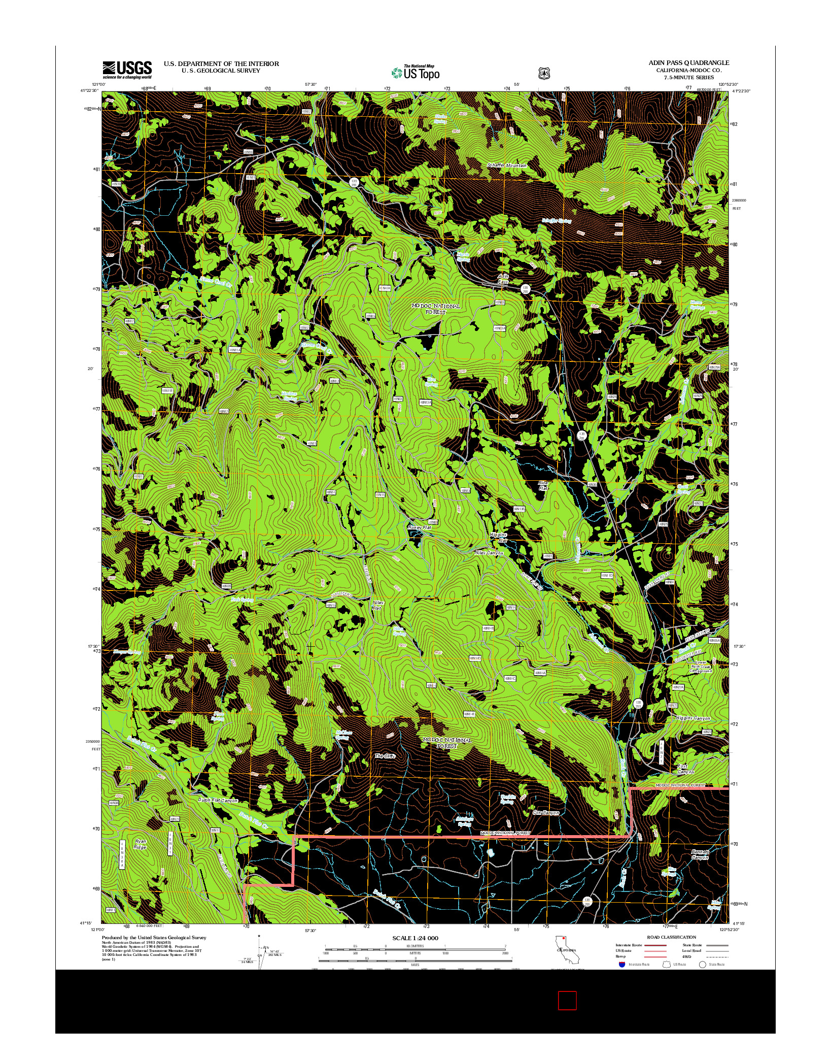 USGS US TOPO 7.5-MINUTE MAP FOR ADIN PASS, CA 2012