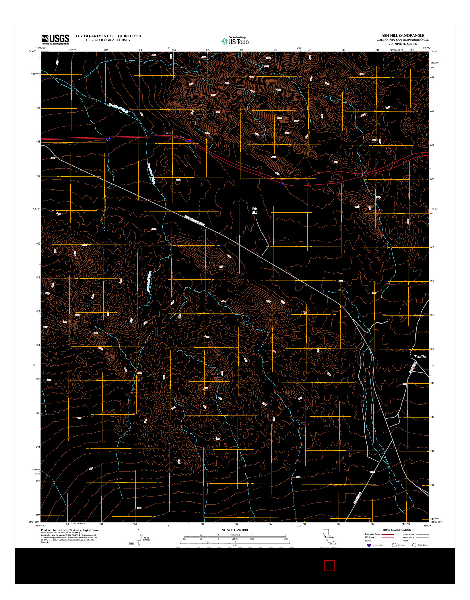 USGS US TOPO 7.5-MINUTE MAP FOR ASH HILL, CA 2012