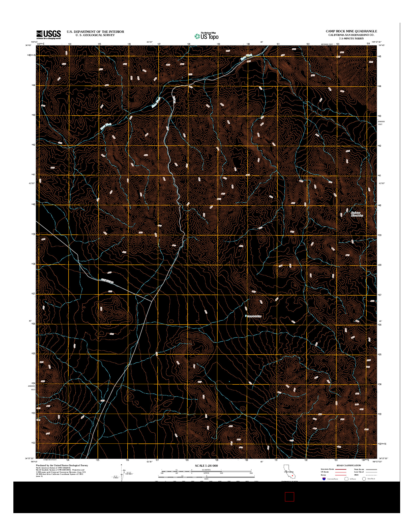 USGS US TOPO 7.5-MINUTE MAP FOR CAMP ROCK MINE, CA 2012