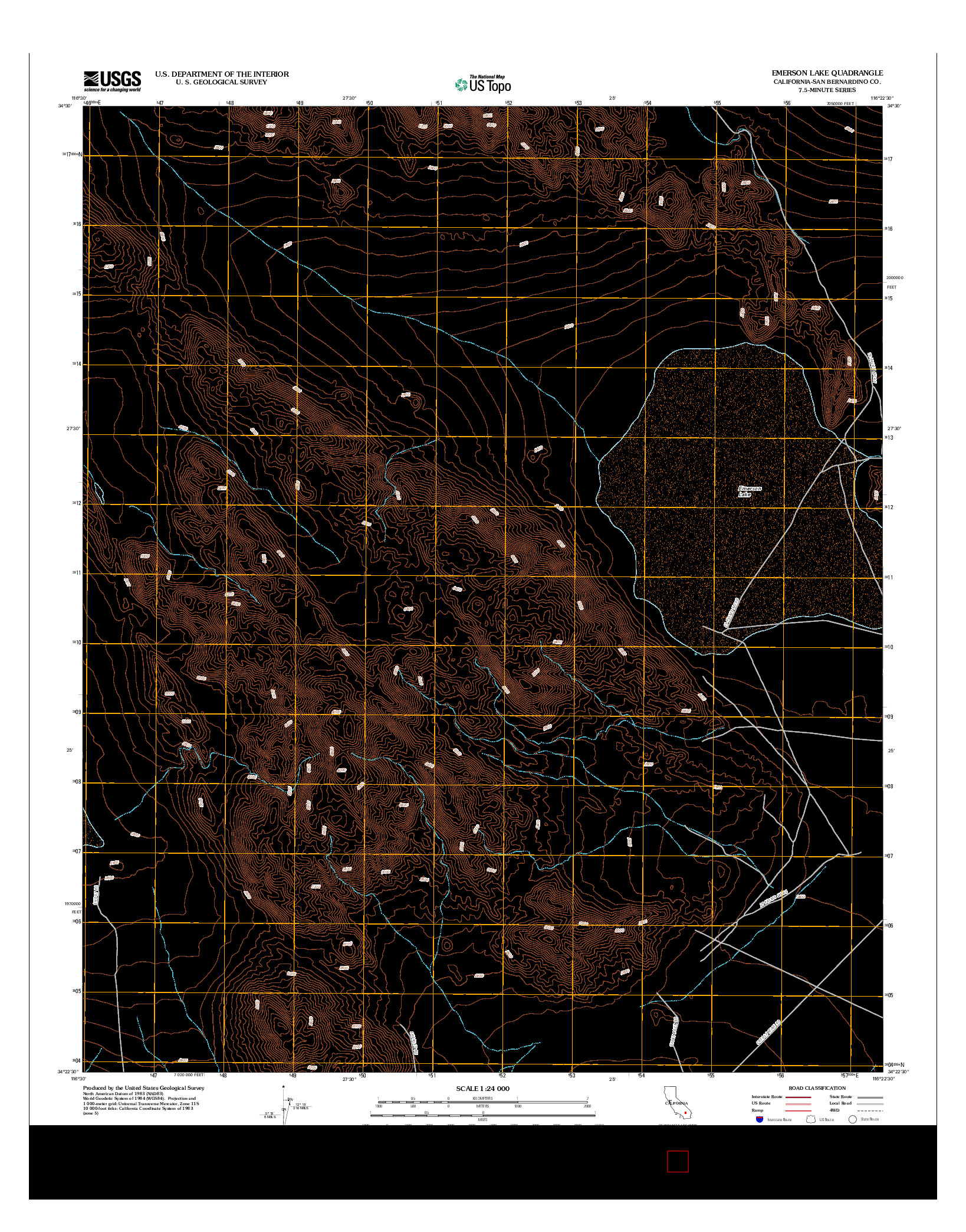 USGS US TOPO 7.5-MINUTE MAP FOR EMERSON LAKE, CA 2012