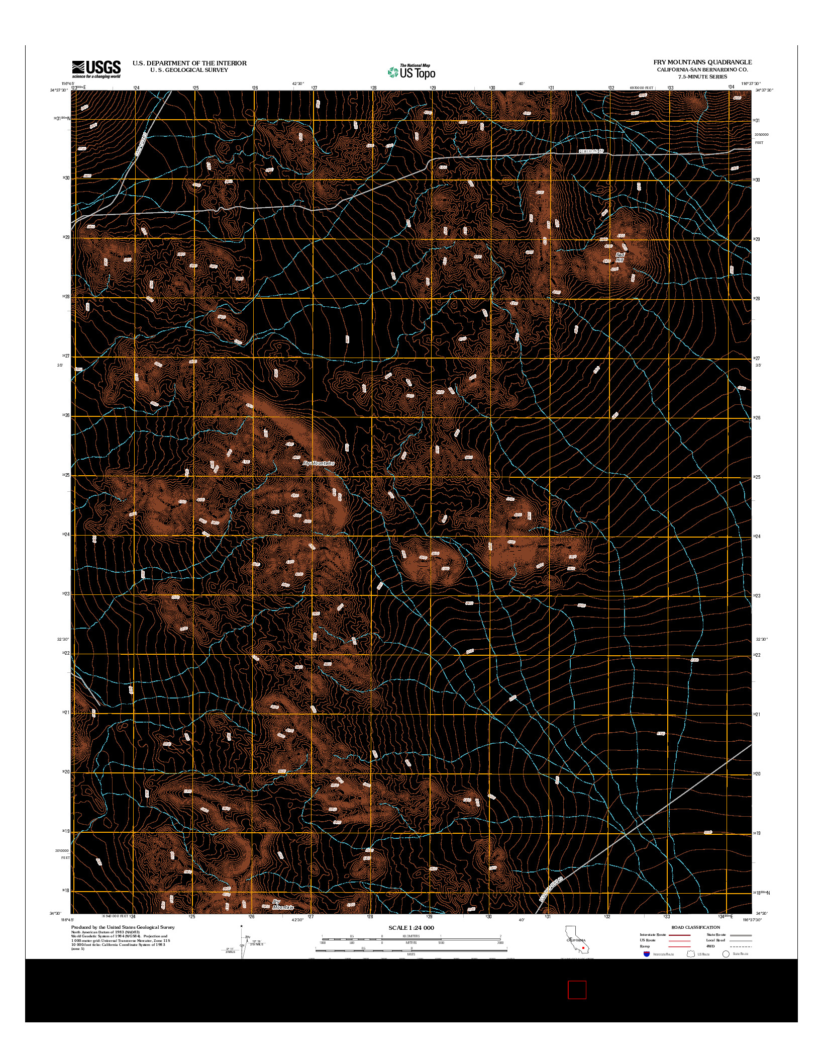 USGS US TOPO 7.5-MINUTE MAP FOR FRY MOUNTAINS, CA 2012