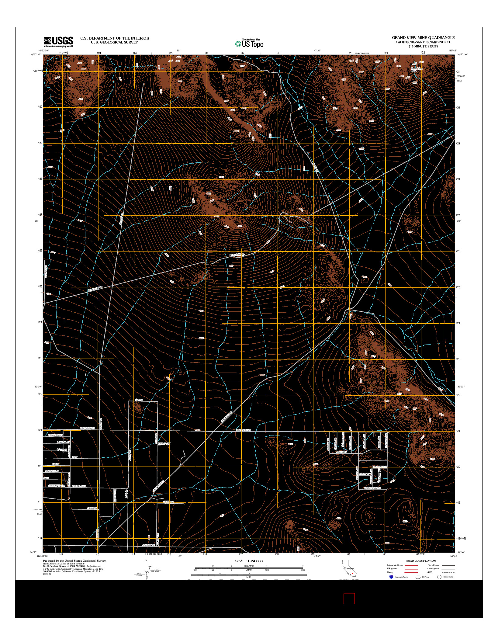 USGS US TOPO 7.5-MINUTE MAP FOR GRAND VIEW MINE, CA 2012