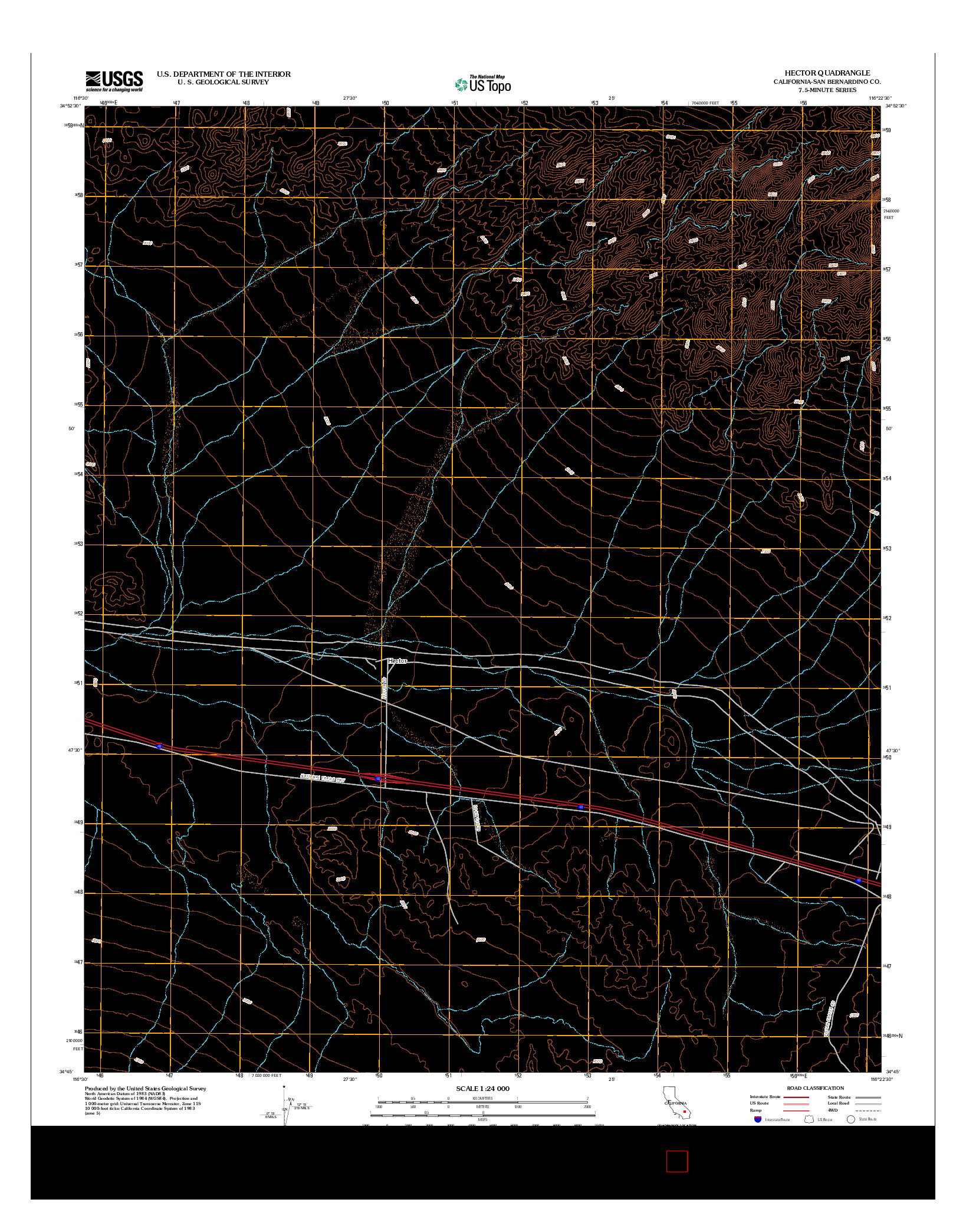 USGS US TOPO 7.5-MINUTE MAP FOR HECTOR, CA 2012