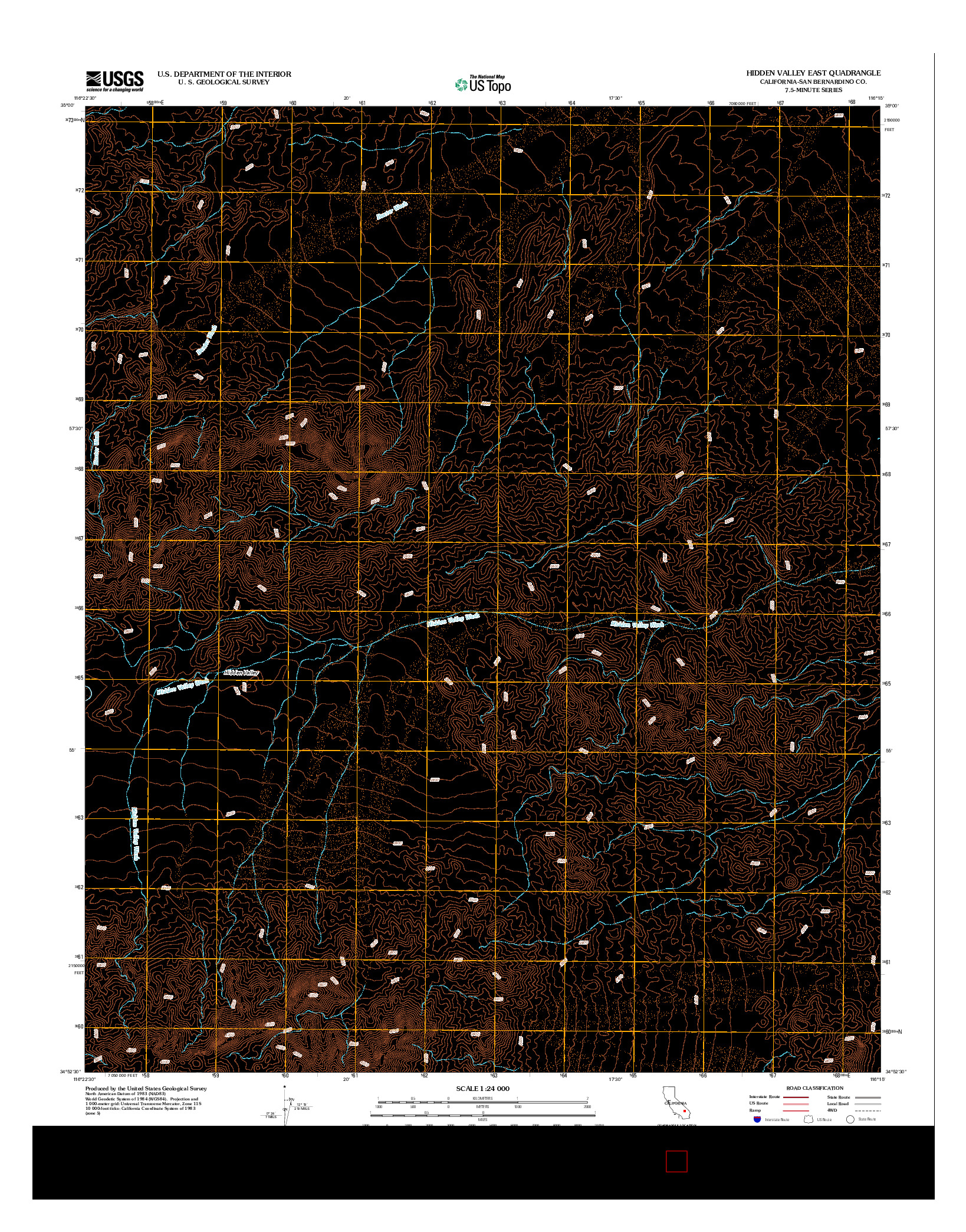 USGS US TOPO 7.5-MINUTE MAP FOR HIDDEN VALLEY EAST, CA 2012