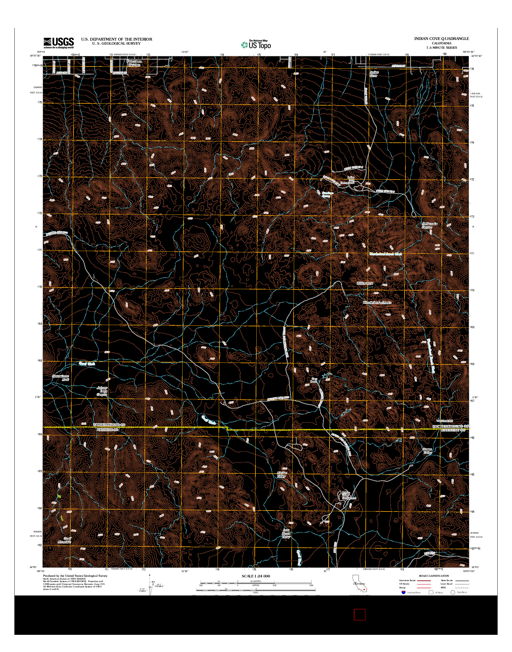 USGS US TOPO 7.5-MINUTE MAP FOR INDIAN COVE, CA 2012