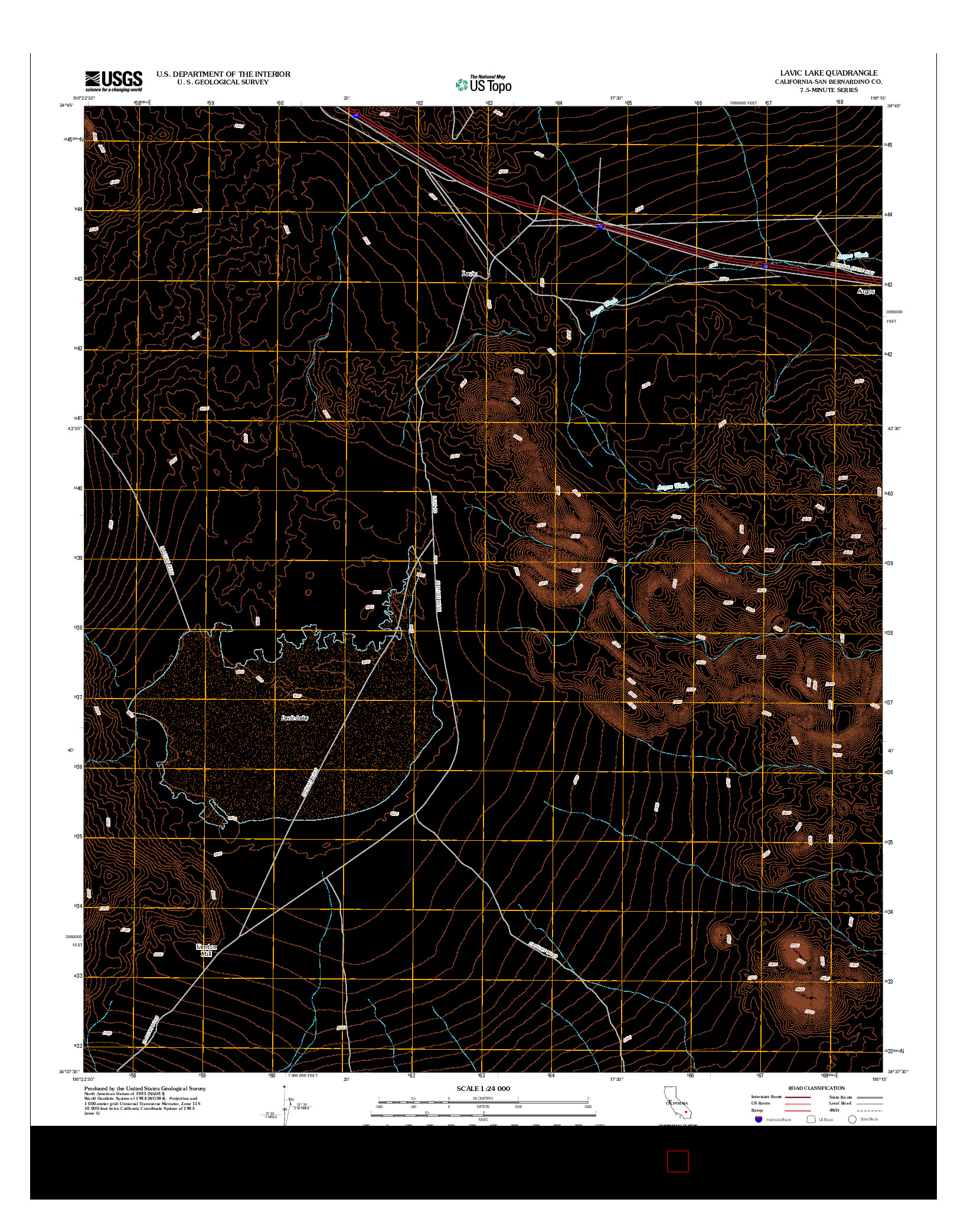 USGS US TOPO 7.5-MINUTE MAP FOR LAVIC LAKE, CA 2012