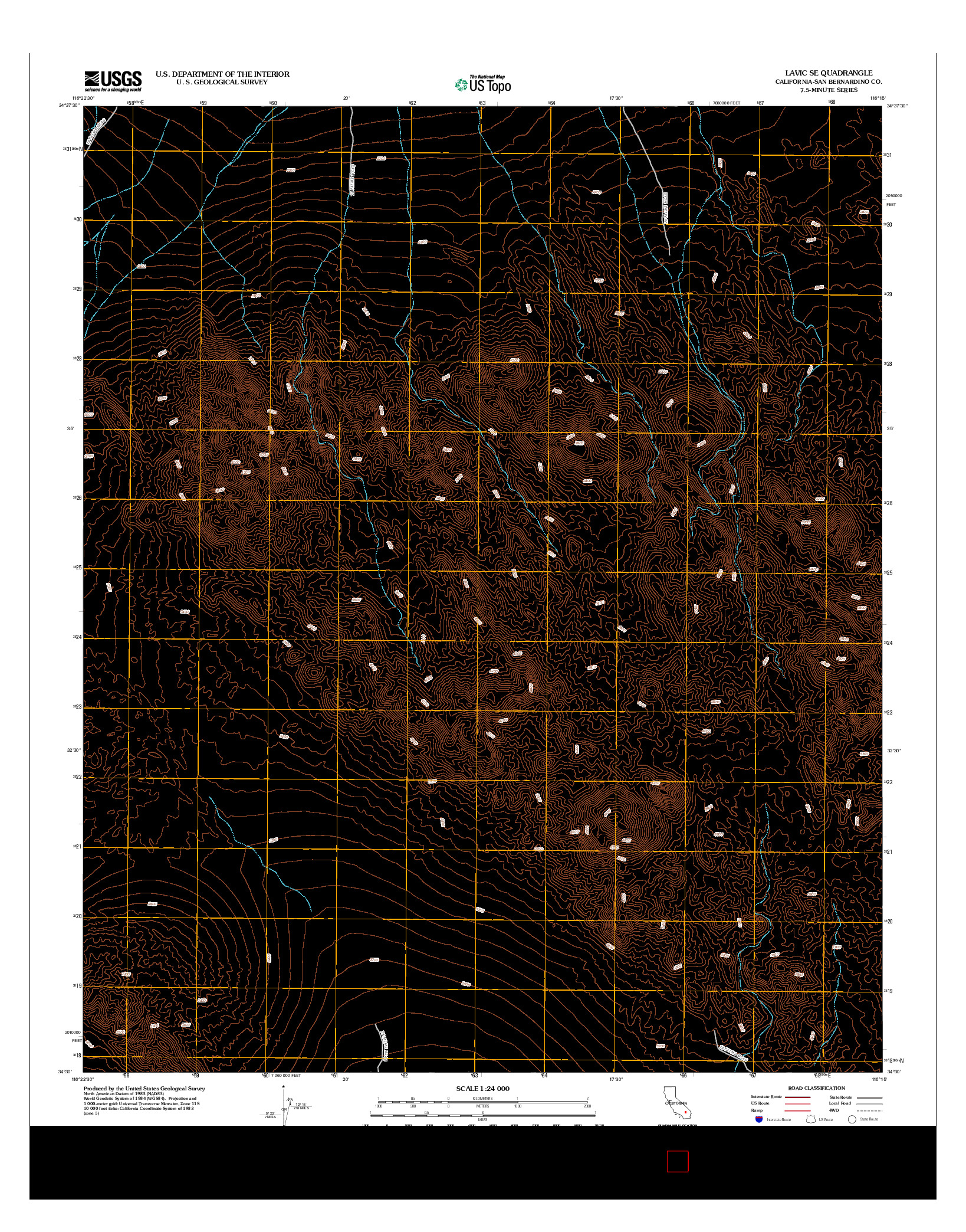 USGS US TOPO 7.5-MINUTE MAP FOR LAVIC SE, CA 2012