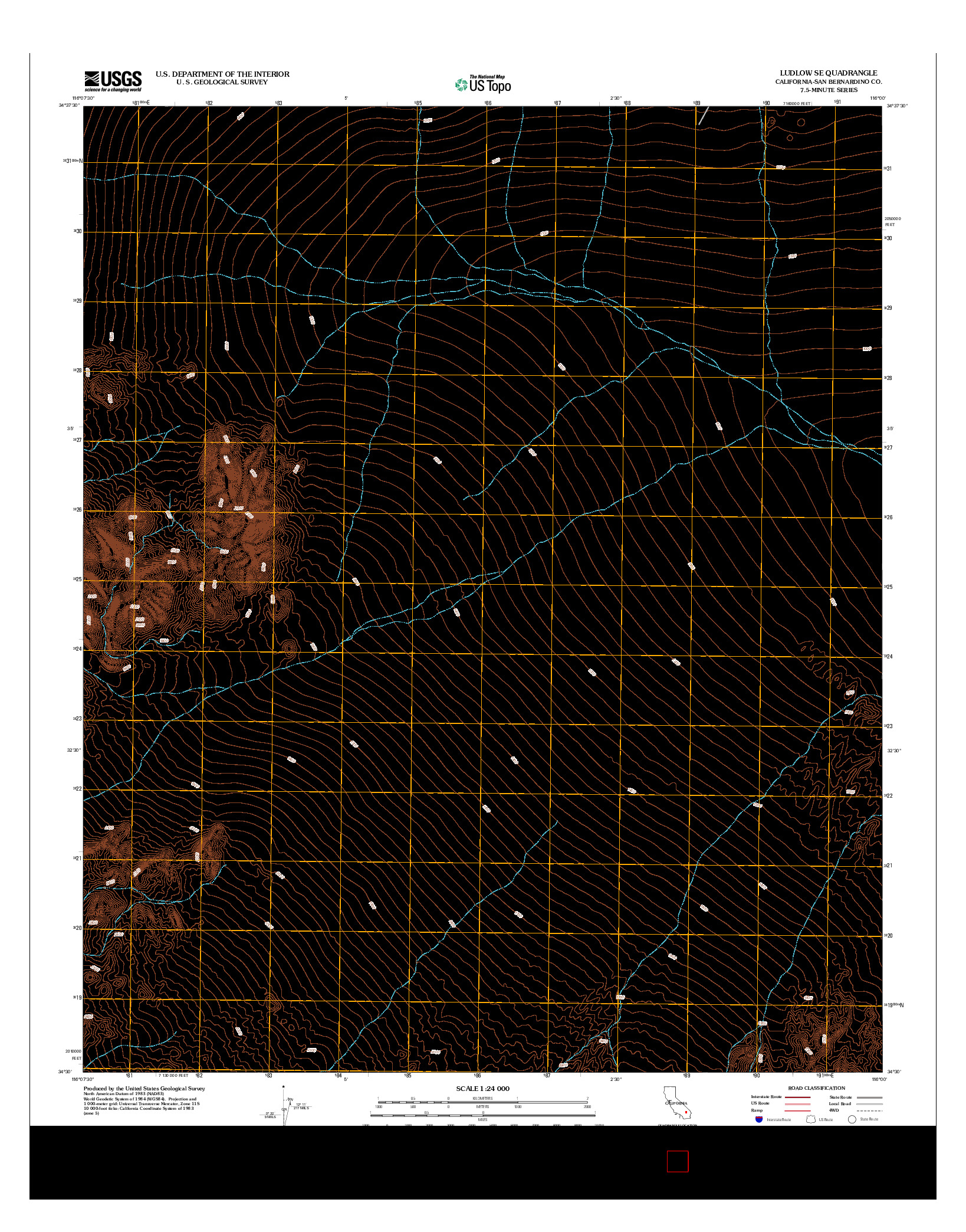 USGS US TOPO 7.5-MINUTE MAP FOR LUDLOW SE, CA 2012