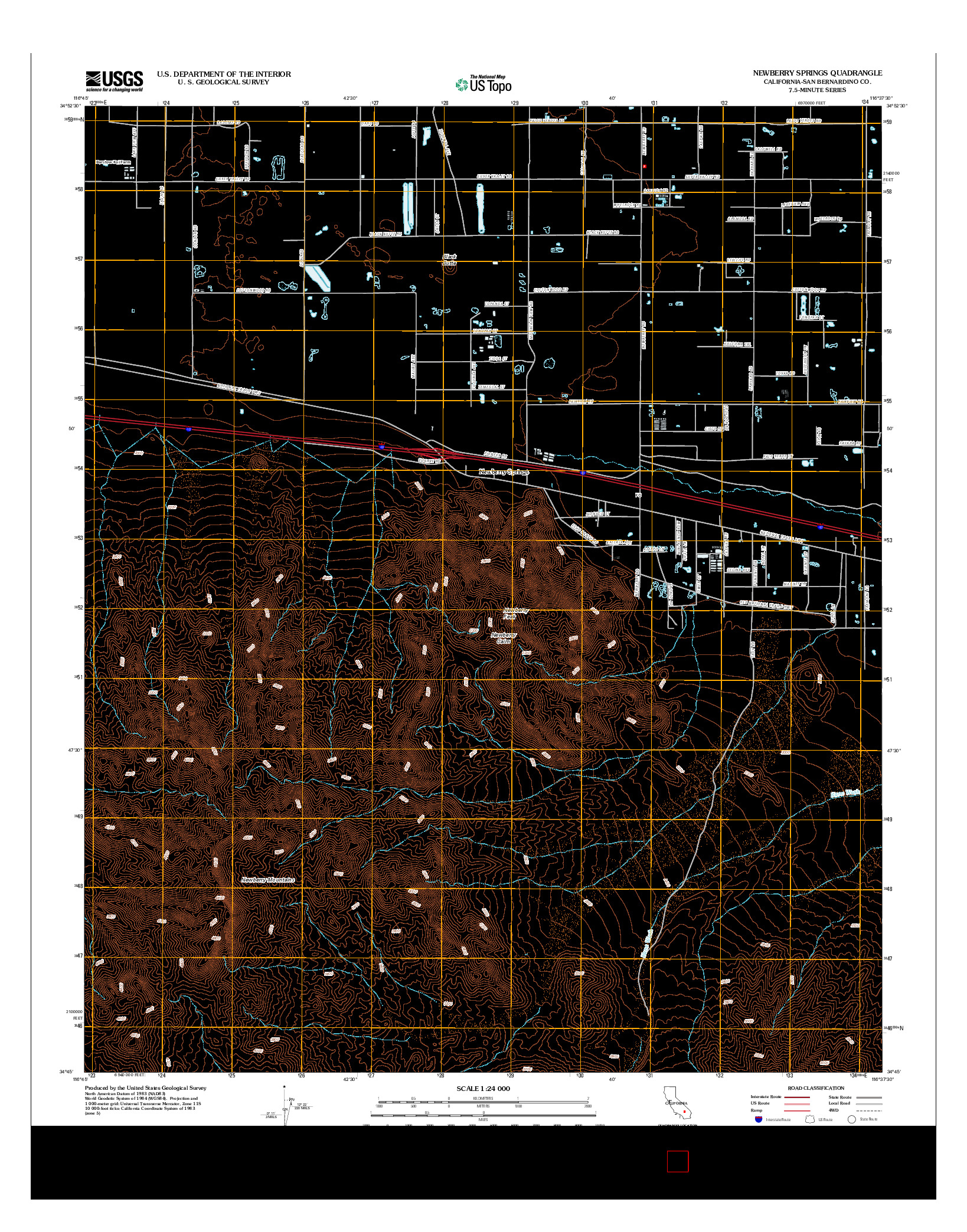 USGS US TOPO 7.5-MINUTE MAP FOR NEWBERRY SPRINGS, CA 2012