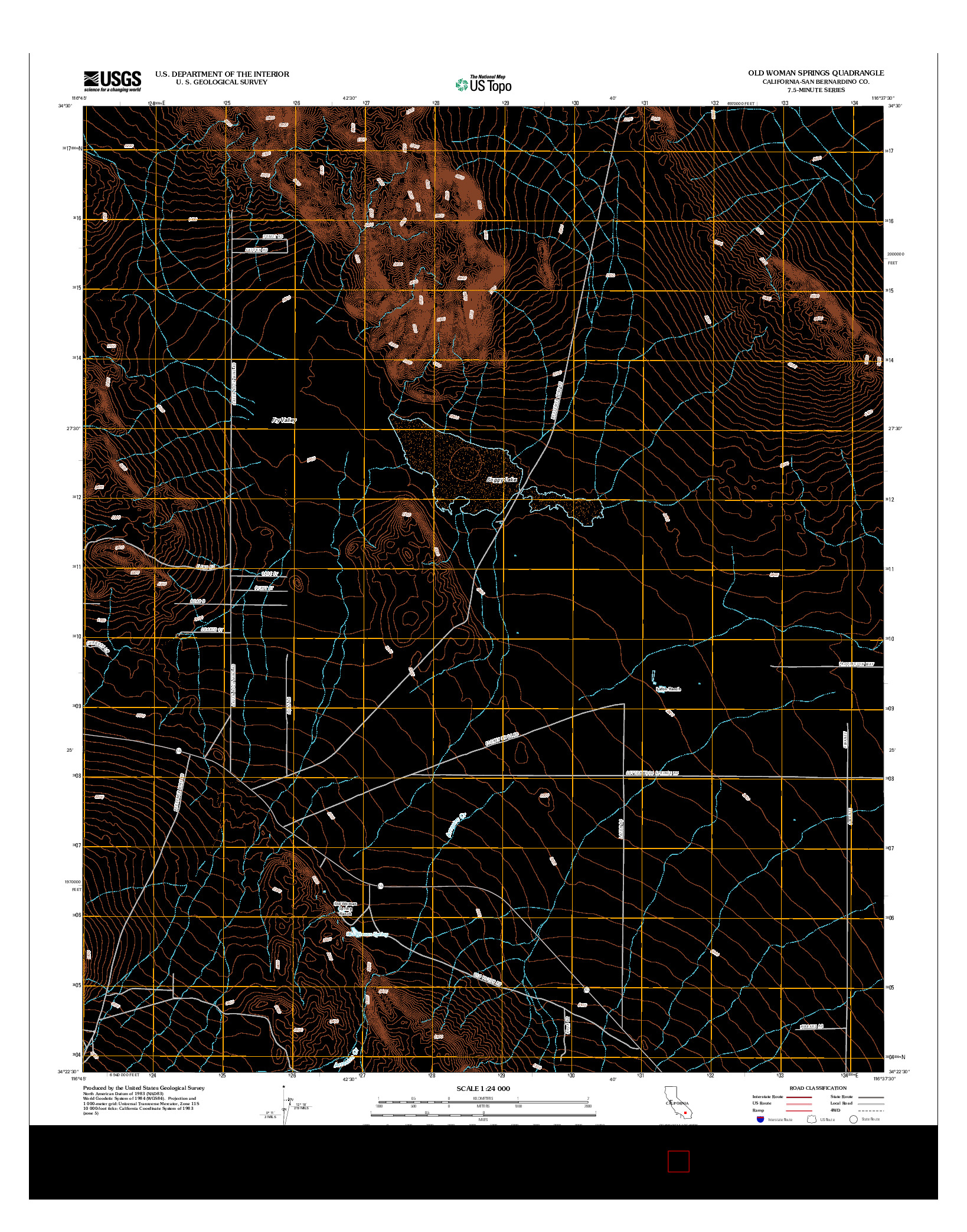 USGS US TOPO 7.5-MINUTE MAP FOR OLD WOMAN SPRINGS, CA 2012