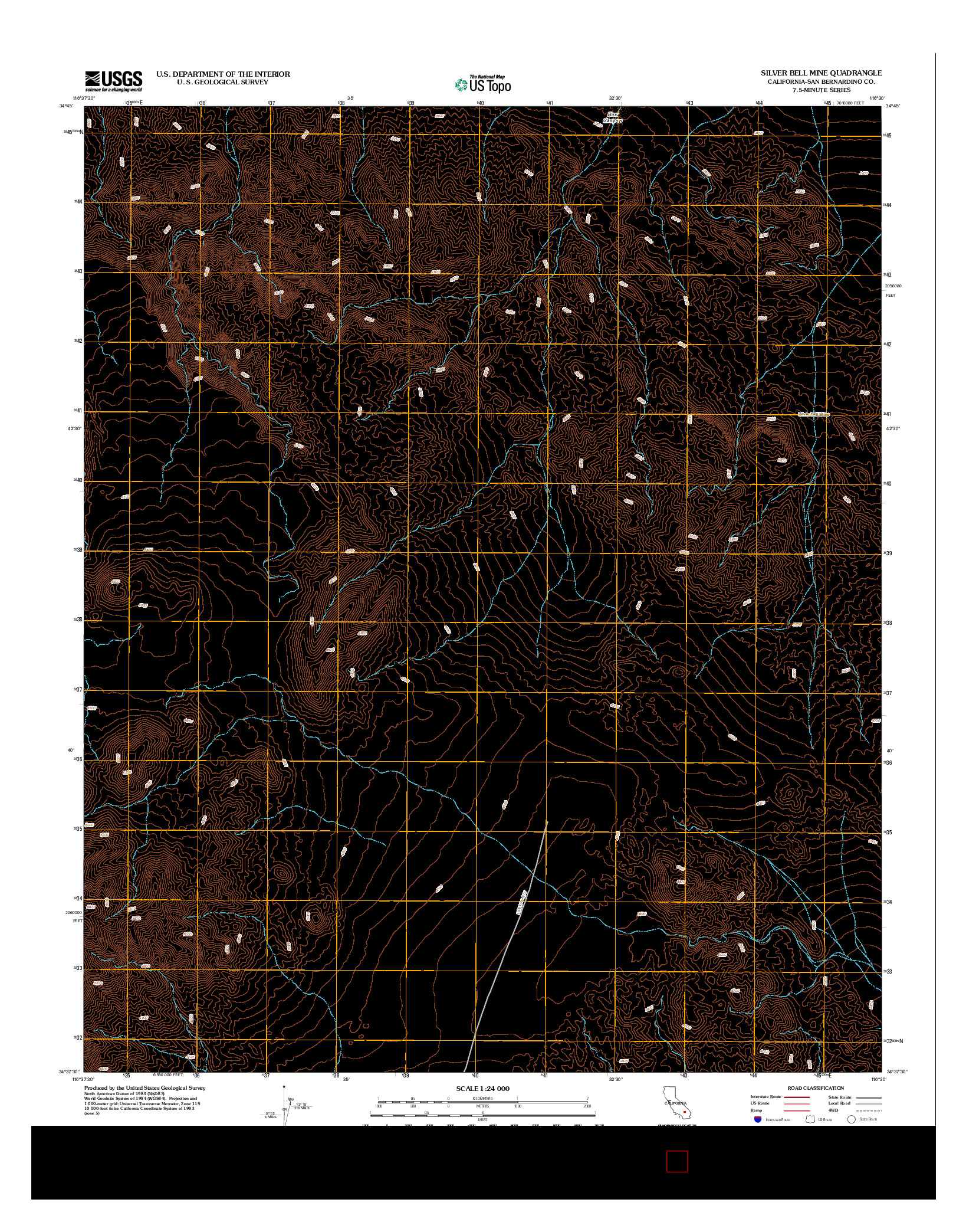 USGS US TOPO 7.5-MINUTE MAP FOR SILVER BELL MINE, CA 2012