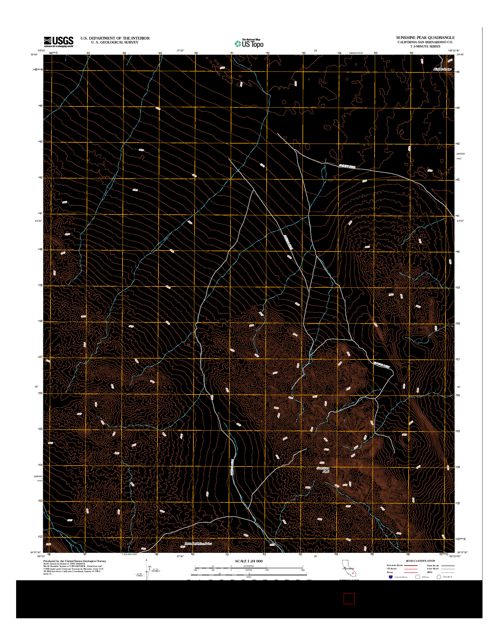 USGS US TOPO 7.5-MINUTE MAP FOR SUNSHINE PEAK, CA 2012