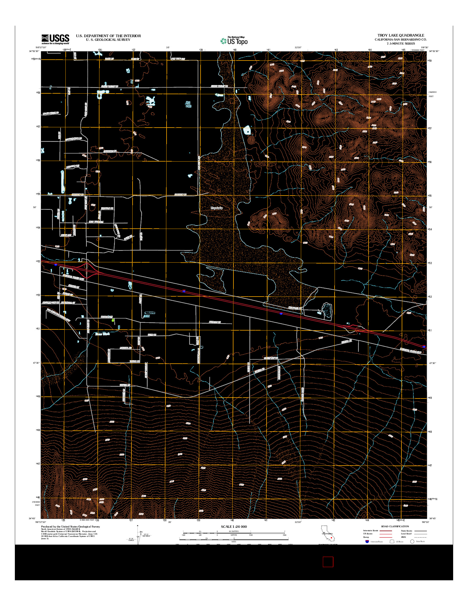 USGS US TOPO 7.5-MINUTE MAP FOR TROY LAKE, CA 2012