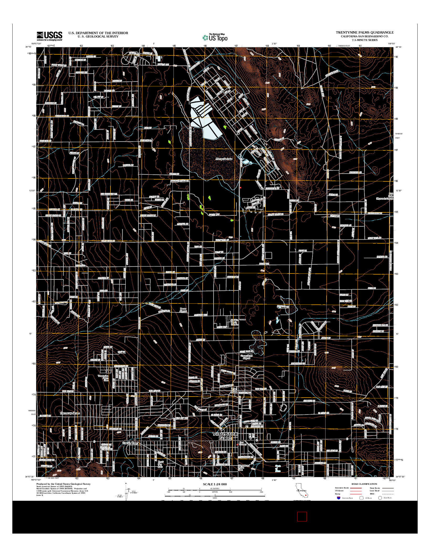 USGS US TOPO 7.5-MINUTE MAP FOR TWENTYNINE PALMS, CA 2012