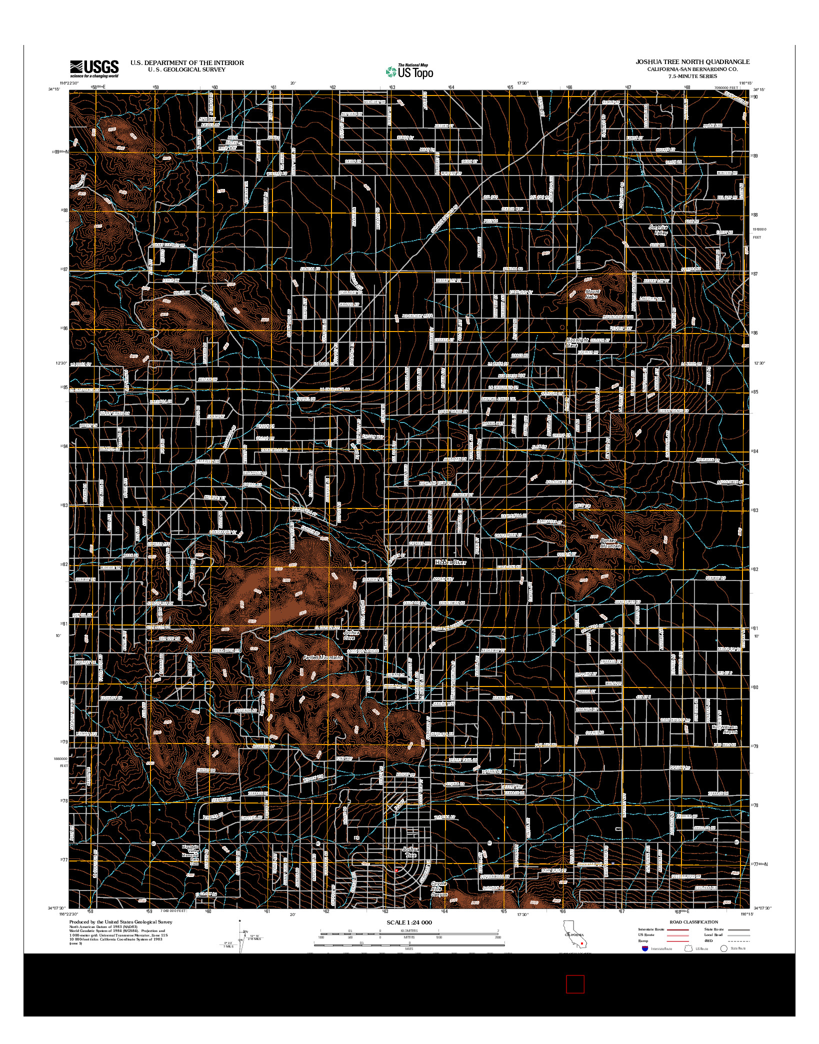 USGS US TOPO 7.5-MINUTE MAP FOR JOSHUA TREE NORTH, CA 2012