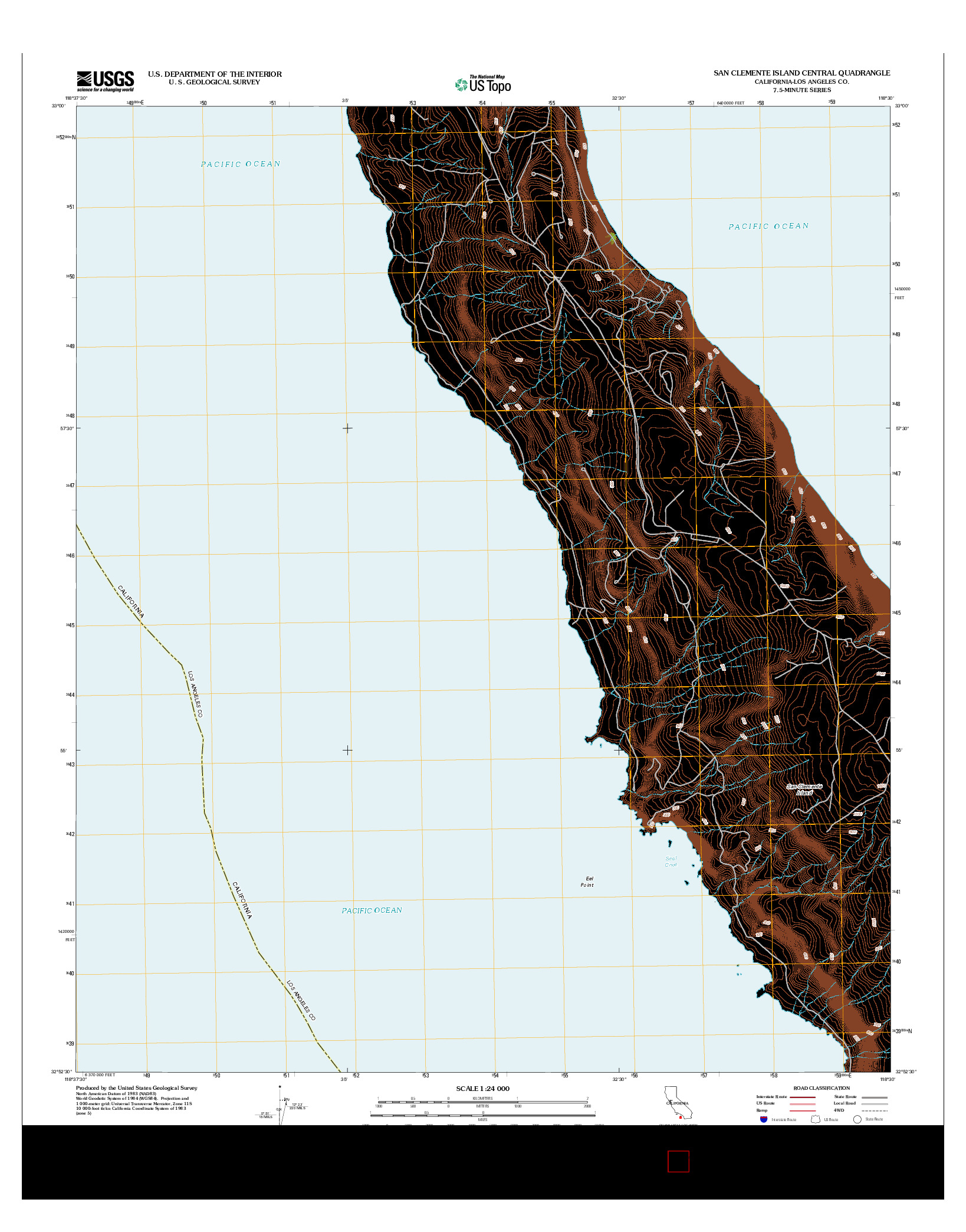 USGS US TOPO 7.5-MINUTE MAP FOR SAN CLEMENTE ISLAND CENTRAL, CA 2012