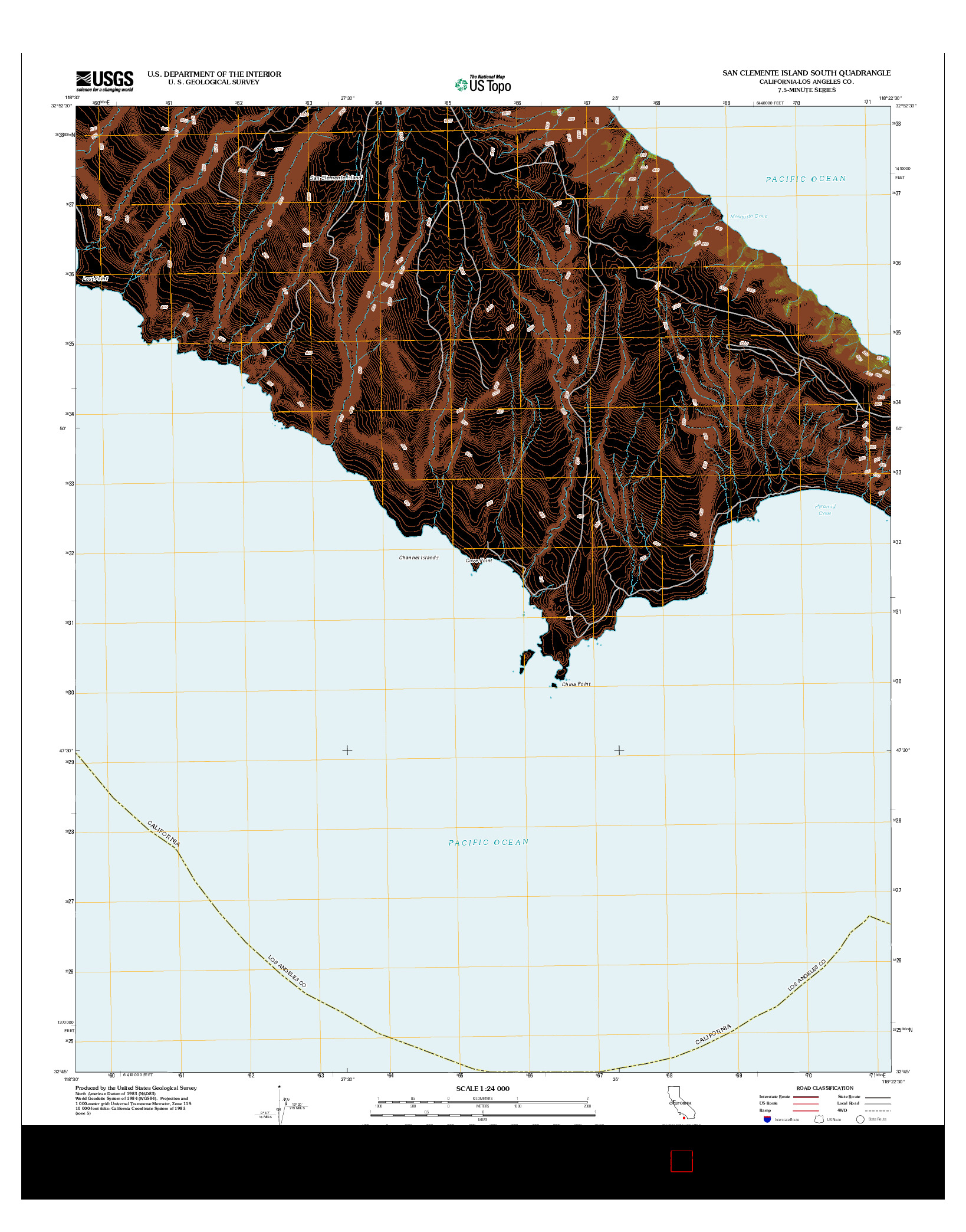 USGS US TOPO 7.5-MINUTE MAP FOR SAN CLEMENTE ISLAND SOUTH, CA 2012