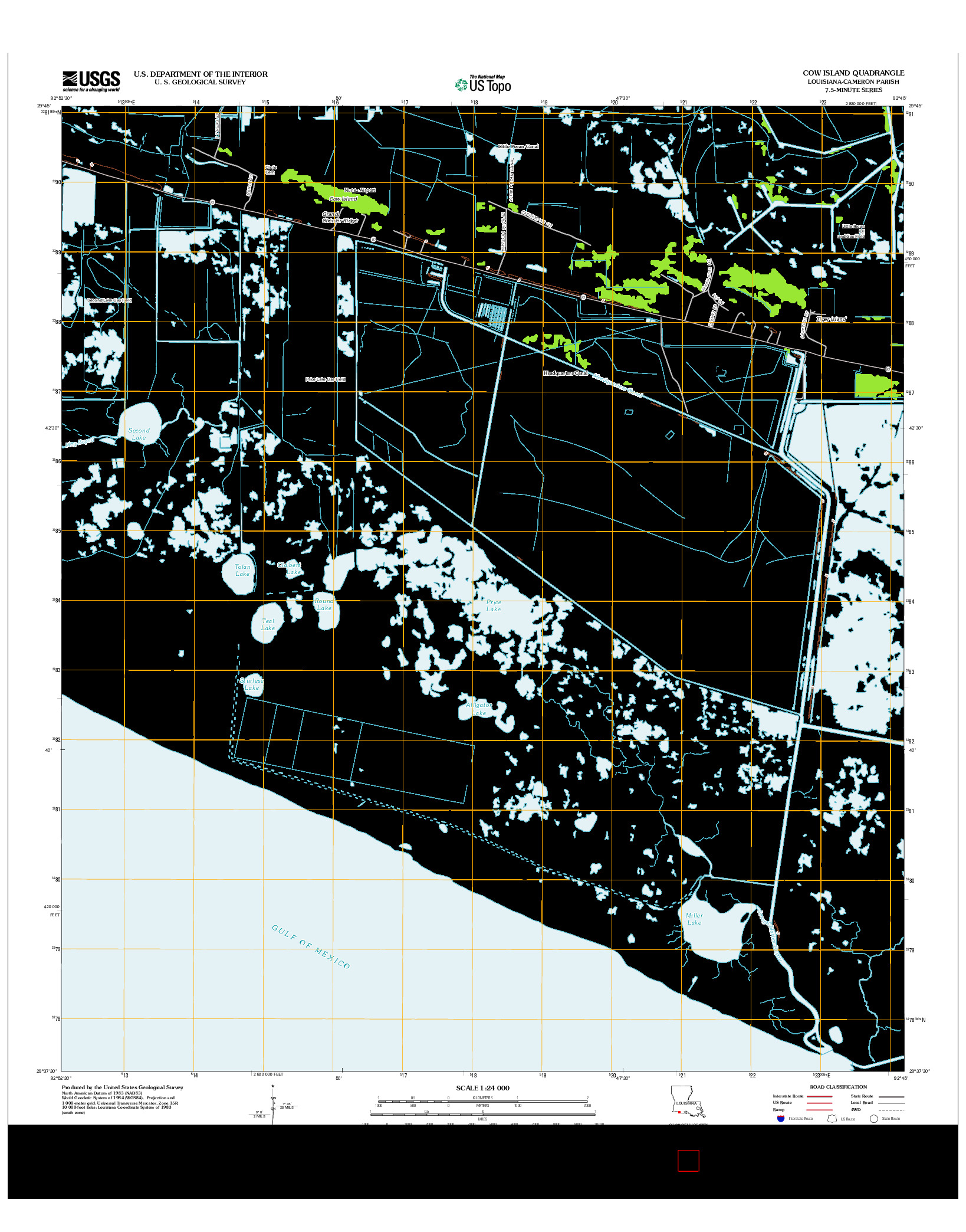 USGS US TOPO 7.5-MINUTE MAP FOR COW ISLAND, LA 2012