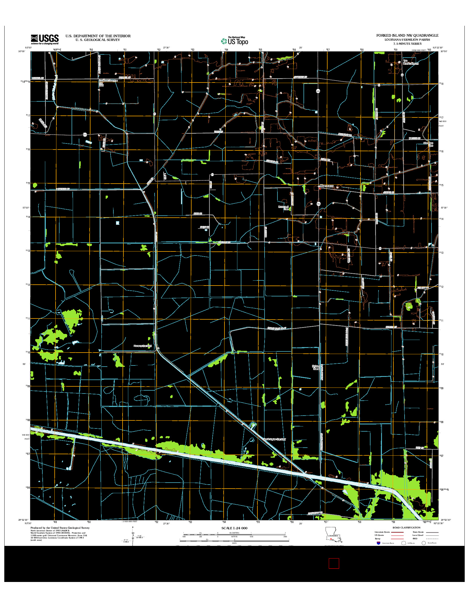 USGS US TOPO 7.5-MINUTE MAP FOR FORKED ISLAND NW, LA 2012