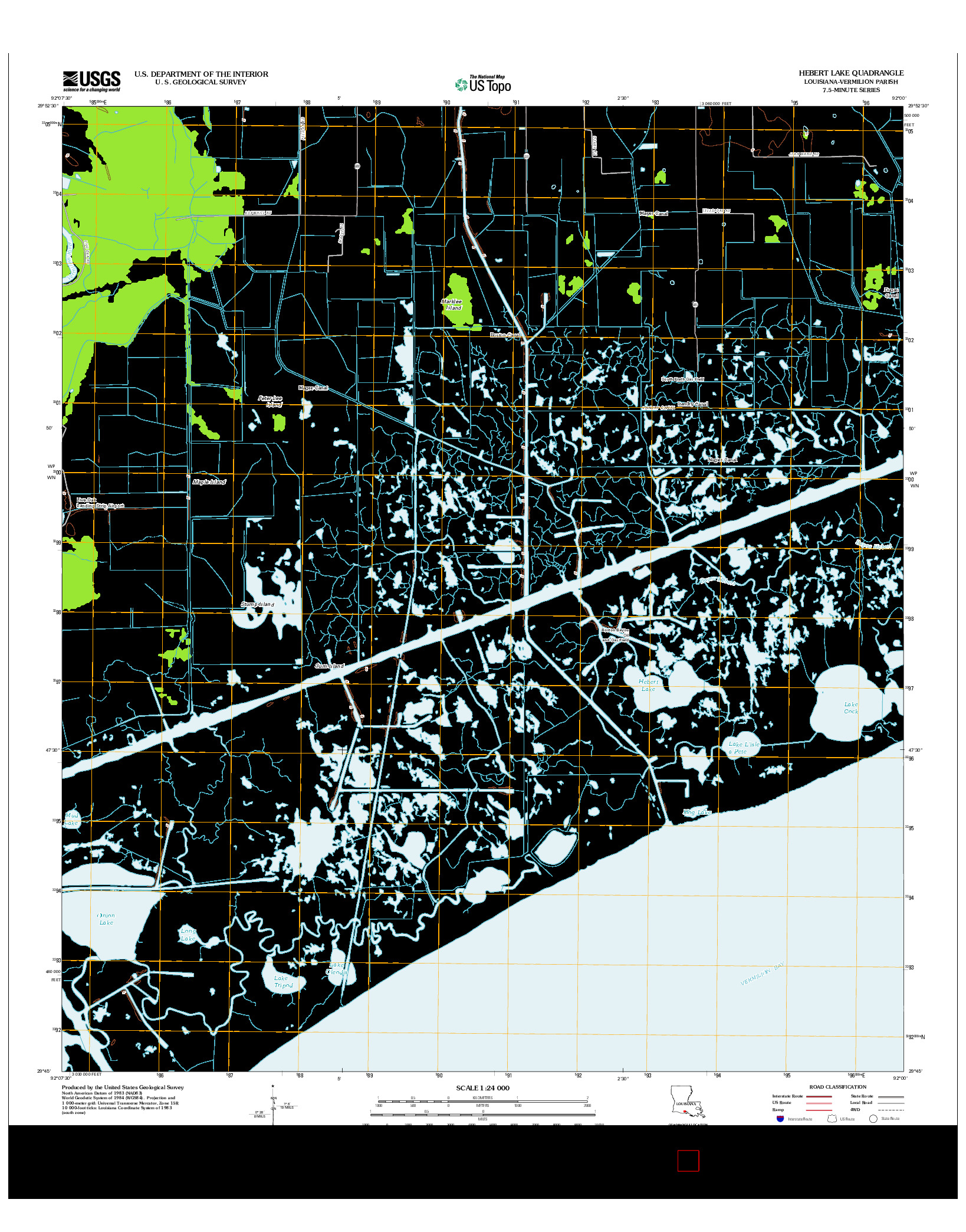 USGS US TOPO 7.5-MINUTE MAP FOR HEBERT LAKE, LA 2012