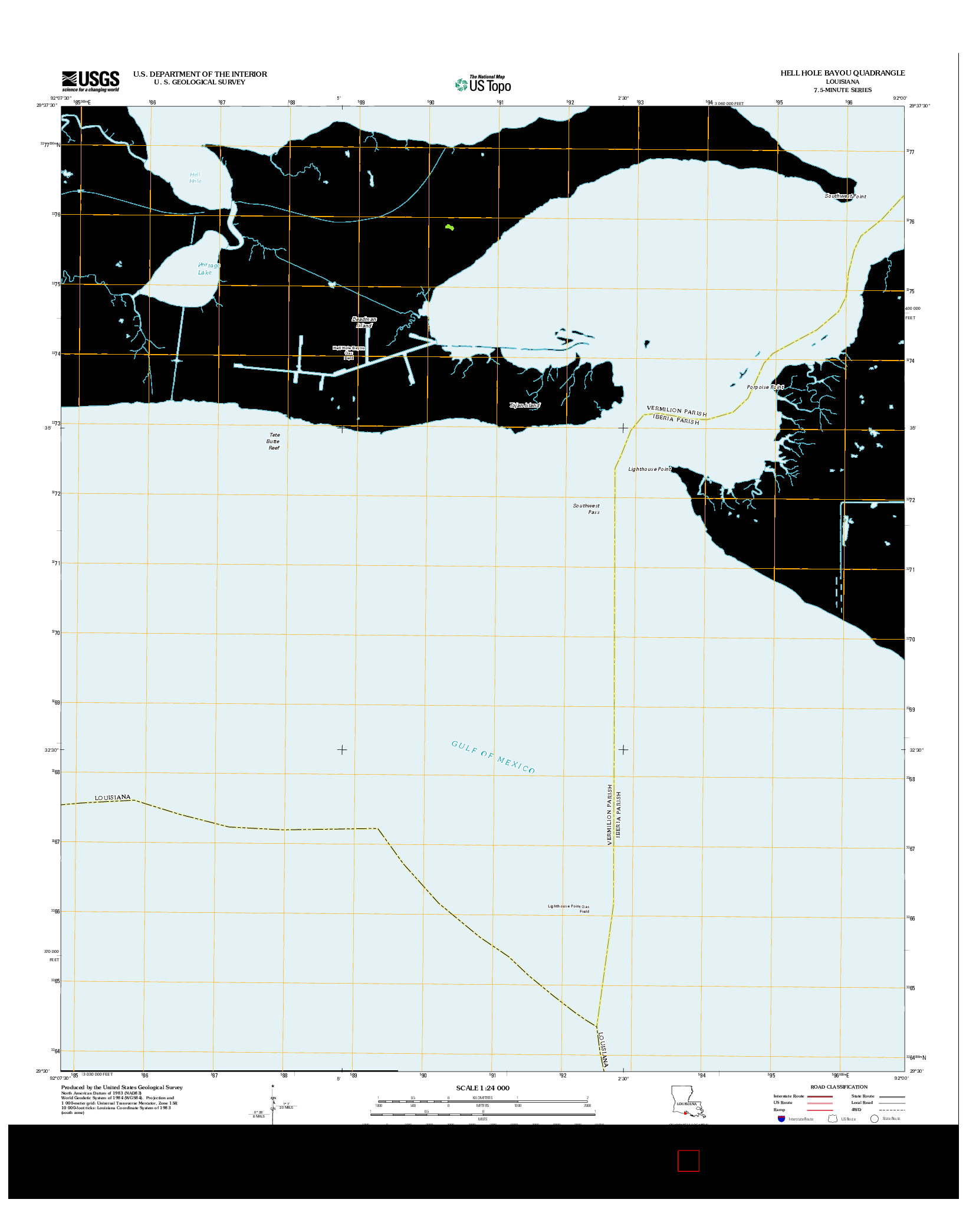 USGS US TOPO 7.5-MINUTE MAP FOR HELL HOLE BAYOU, LA 2012