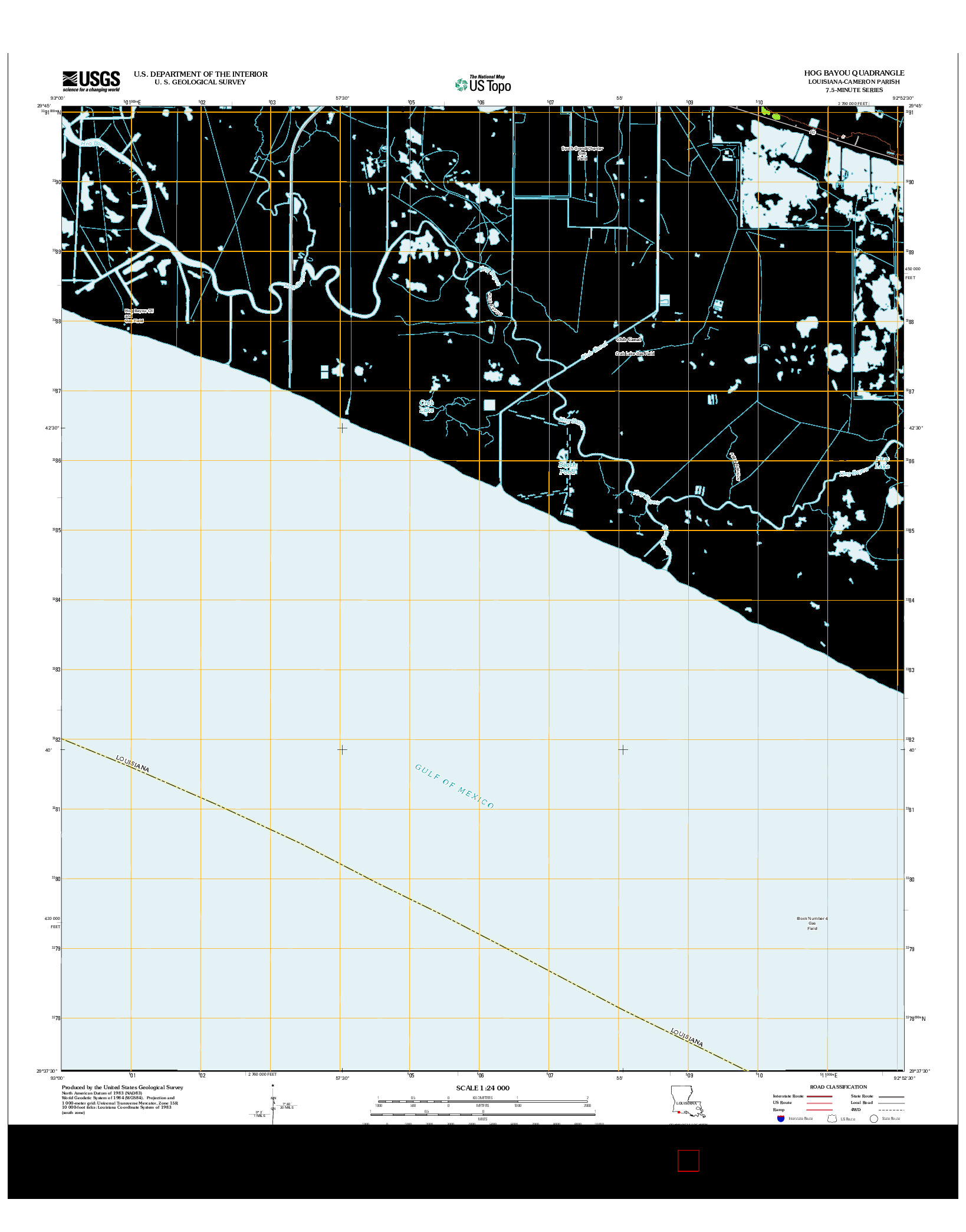 USGS US TOPO 7.5-MINUTE MAP FOR HOG BAYOU, LA 2012