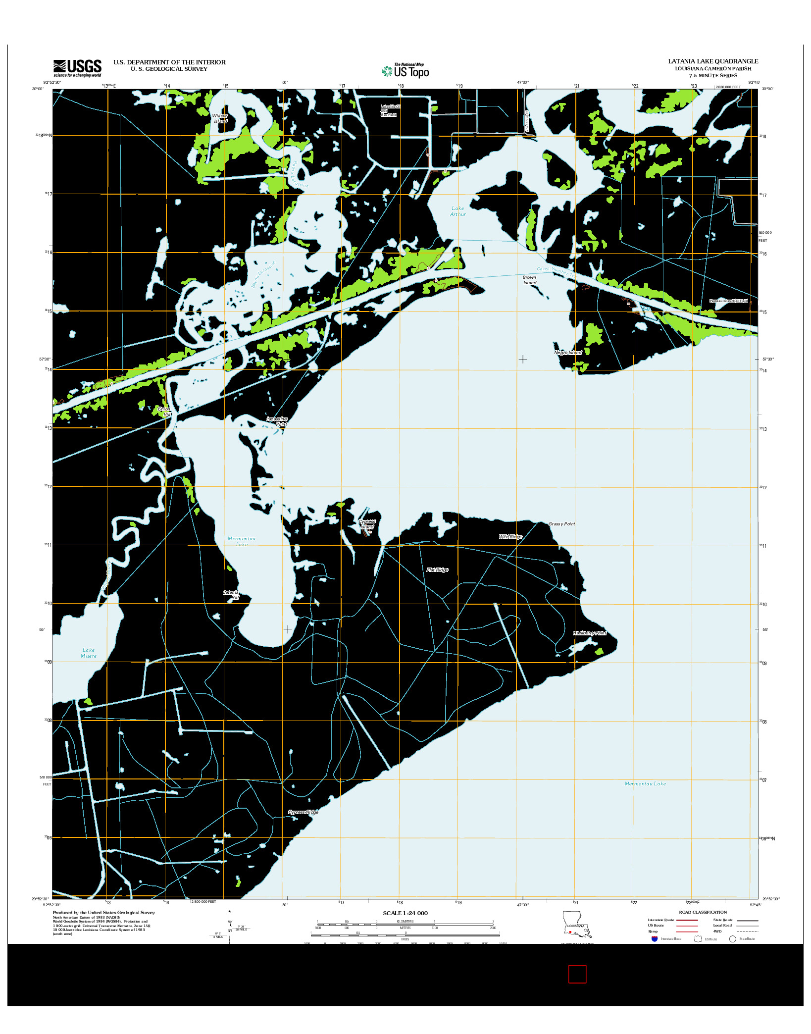 USGS US TOPO 7.5-MINUTE MAP FOR LATANIA LAKE, LA 2012