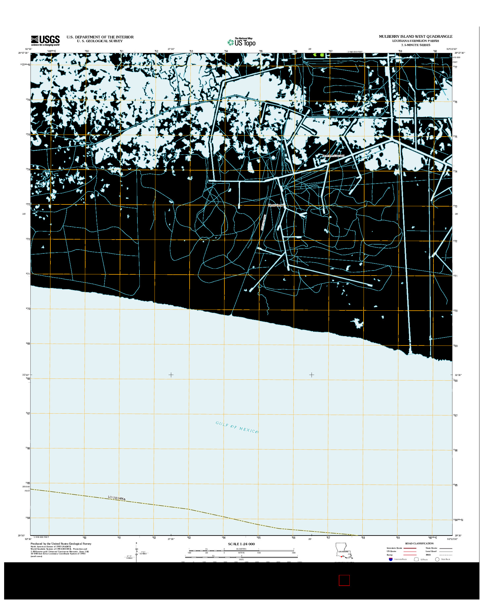 USGS US TOPO 7.5-MINUTE MAP FOR MULBERRY ISLAND WEST, LA 2012