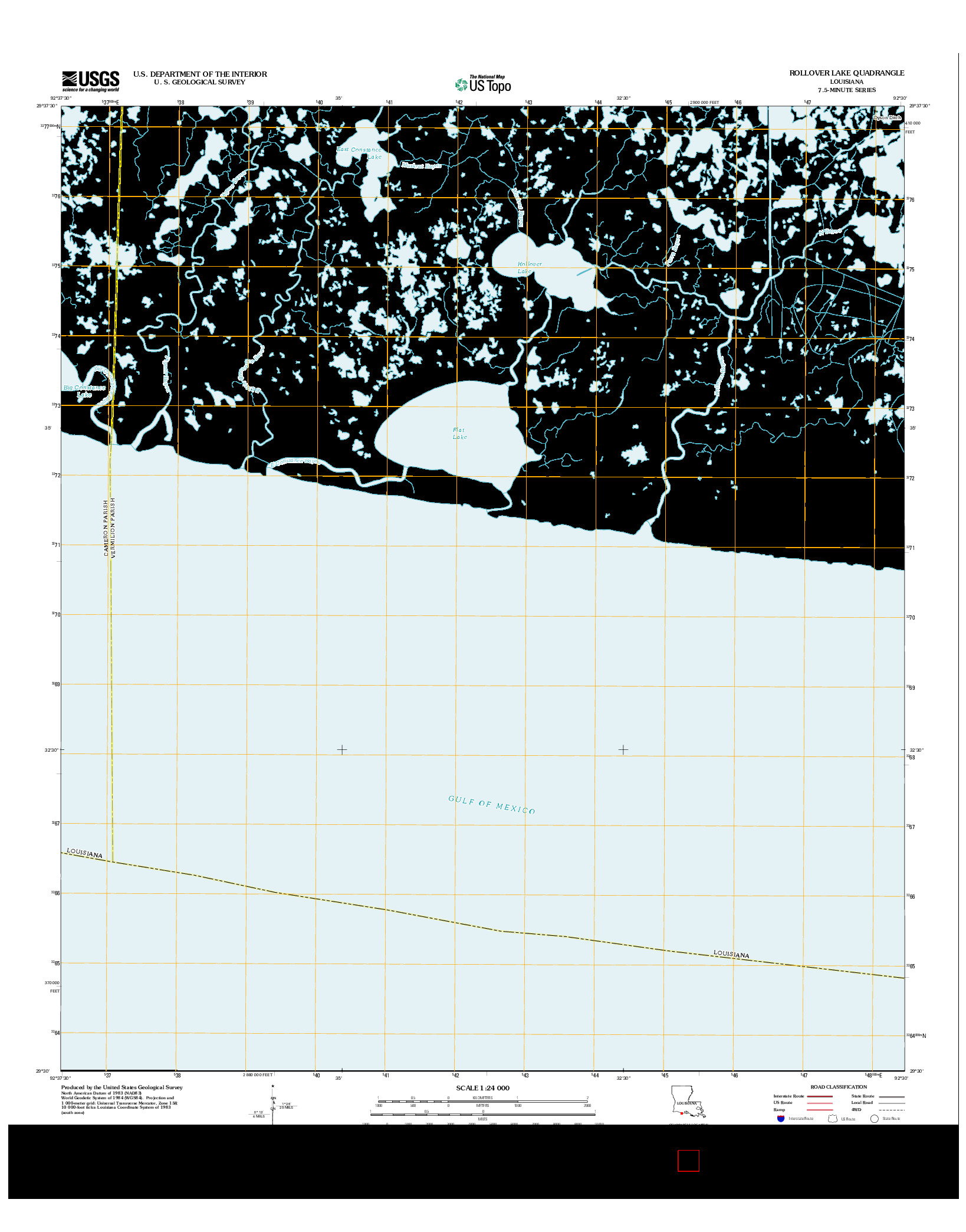 USGS US TOPO 7.5-MINUTE MAP FOR ROLLOVER LAKE, LA 2012