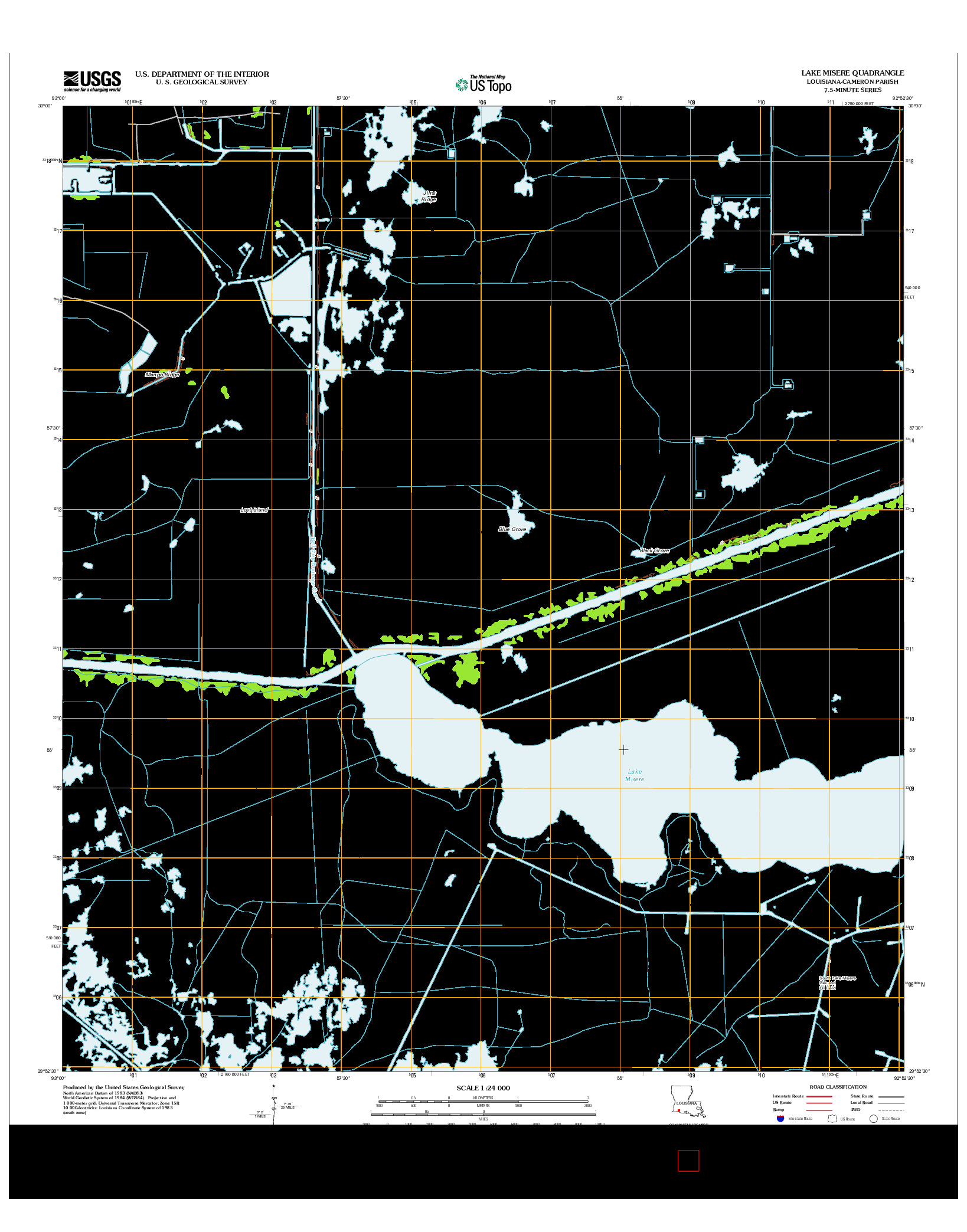 USGS US TOPO 7.5-MINUTE MAP FOR LAKE MISERE, LA 2012